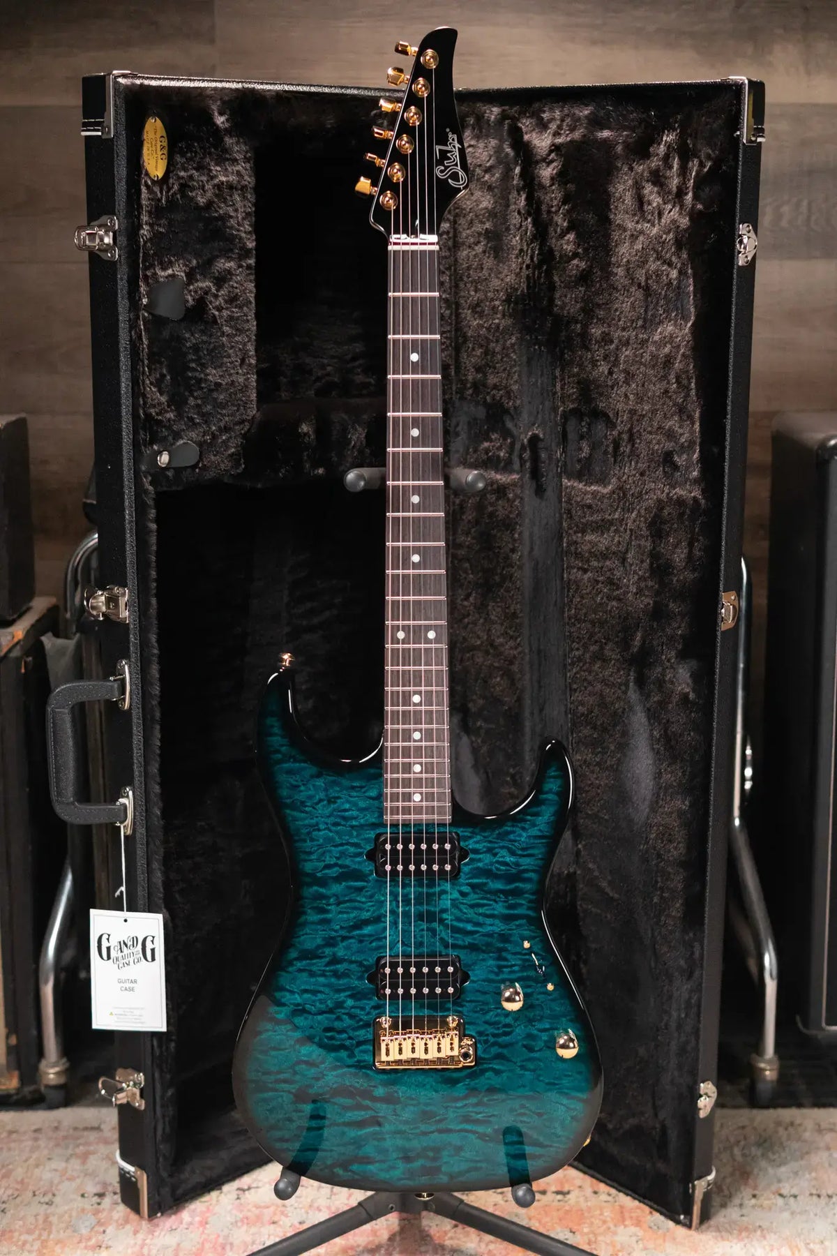 (RTO)Suhr Standard Thin Burst Limited Edition Electric Guitar - Trans Teal with Gig Bag