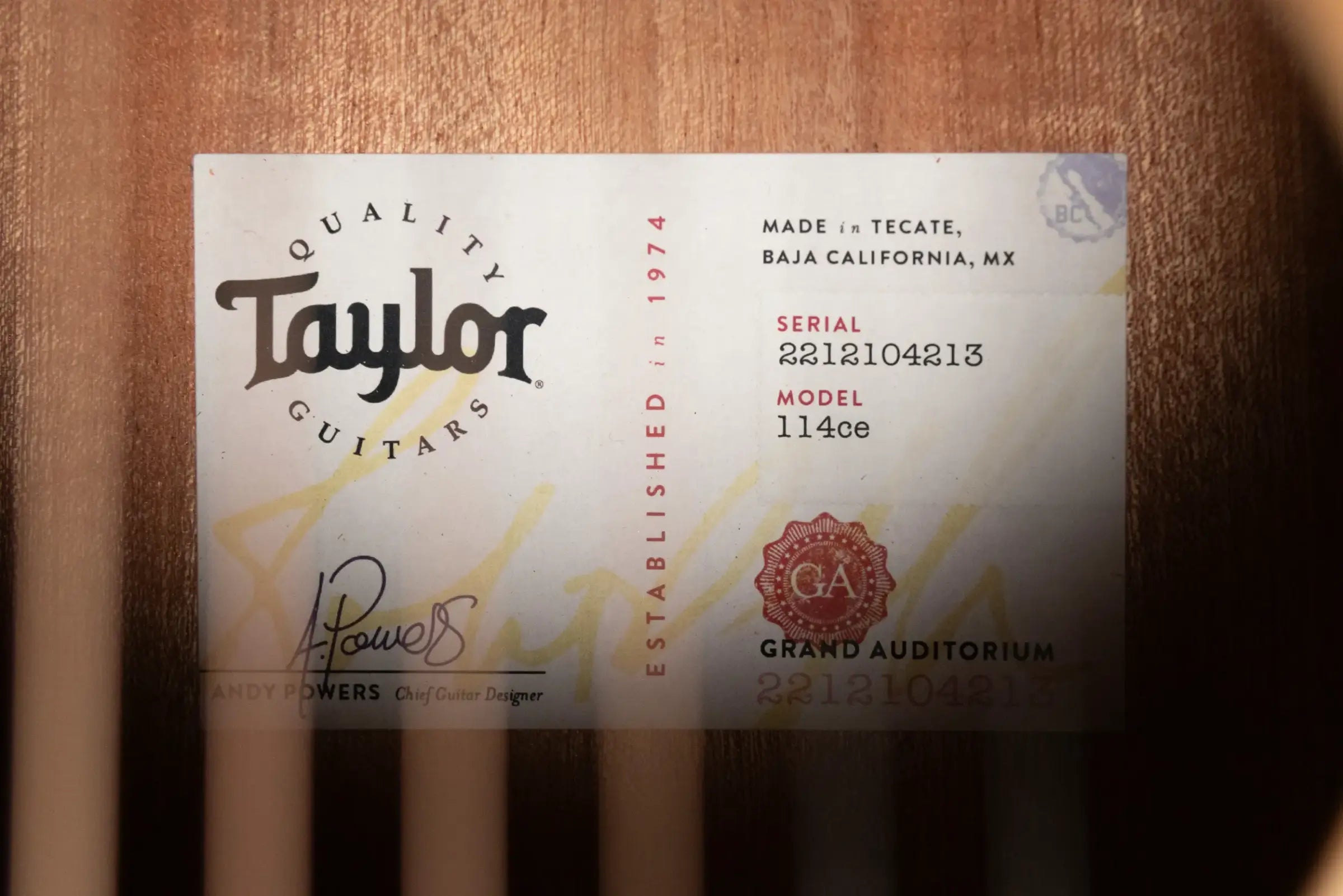 Taylor 114ce Grand Auditorium Acoustic-Electric Guitar with Structured Gig Bag - Floor Model