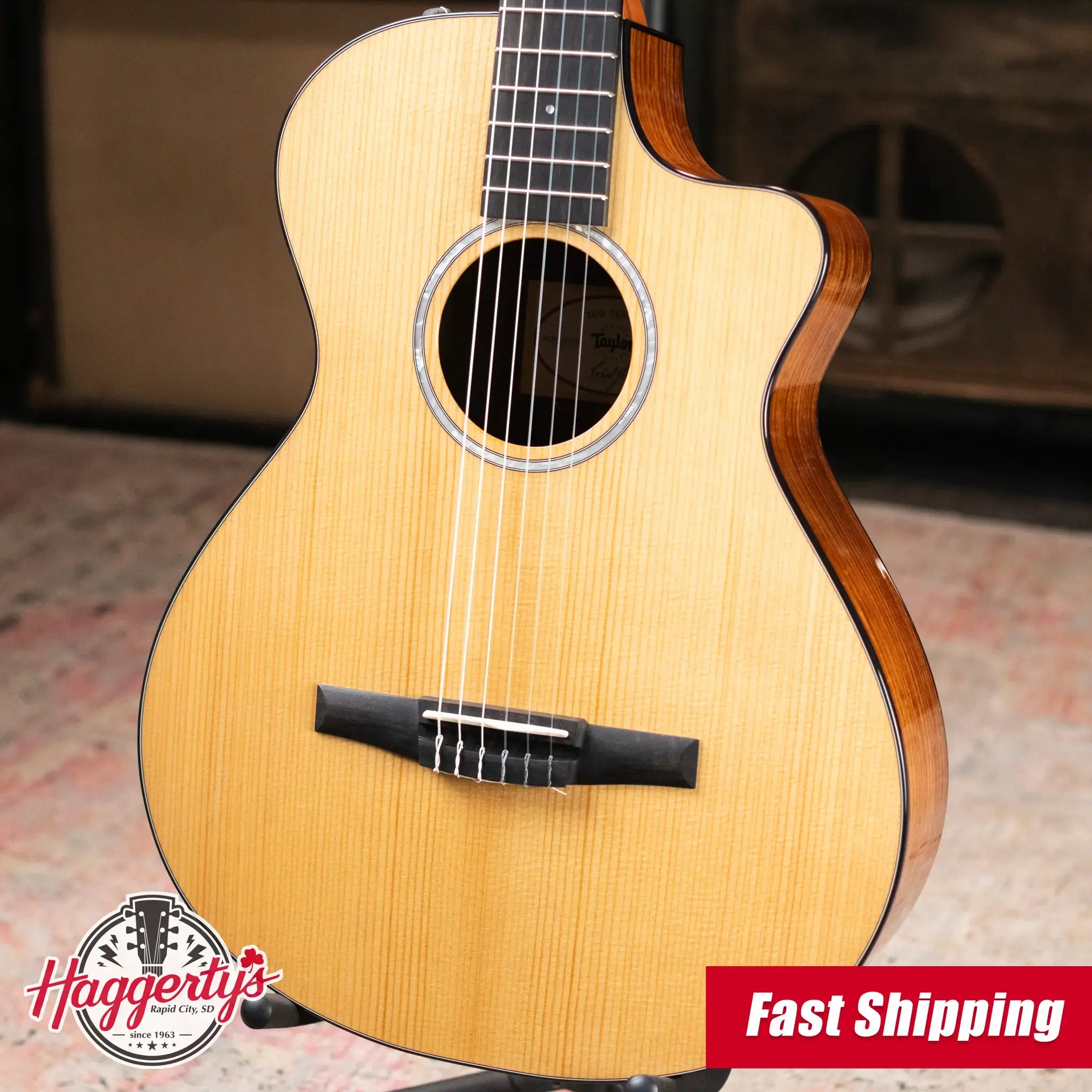 Taylor 212ce-N Plus Nylon Grand Concert Acoustic/Electric Guitar with Aerocase