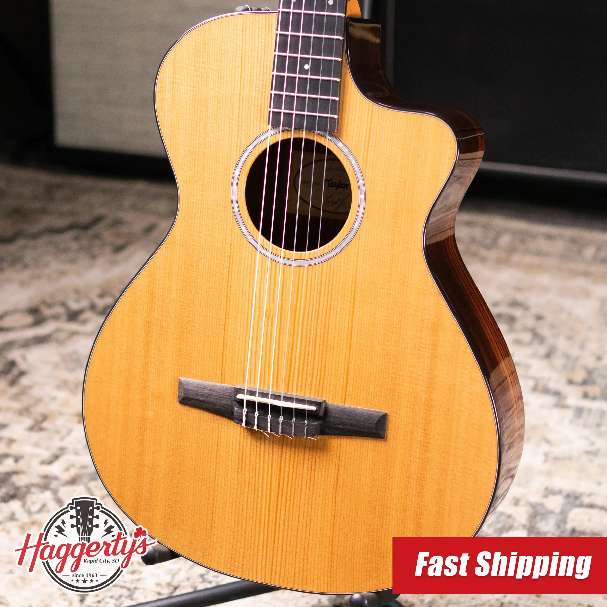 Taylor 212ce-N Plus Nylon Grand Concert Acoustic/Electric Guitar with Aerocase