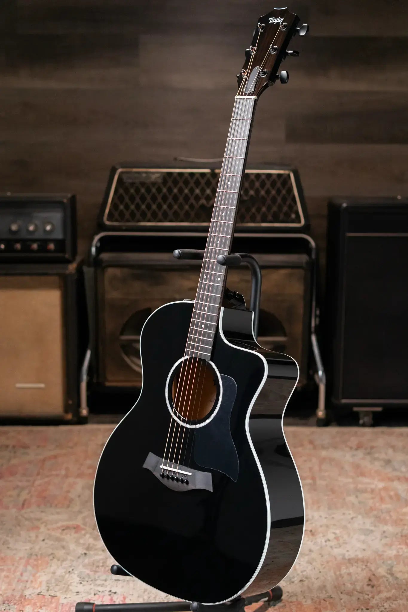 Taylor 214ce-BLK Plus Grand Auditorium Acoustic/Electric Guitar - Black with Aerocase