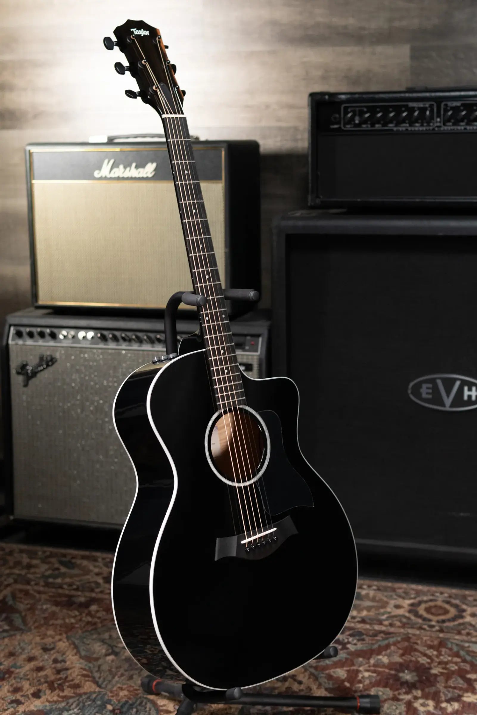 Taylor 214ce-BLK Plus Grand Auditorium Acoustic/Electric Guitar - Black with Aerocase - Factory Demo