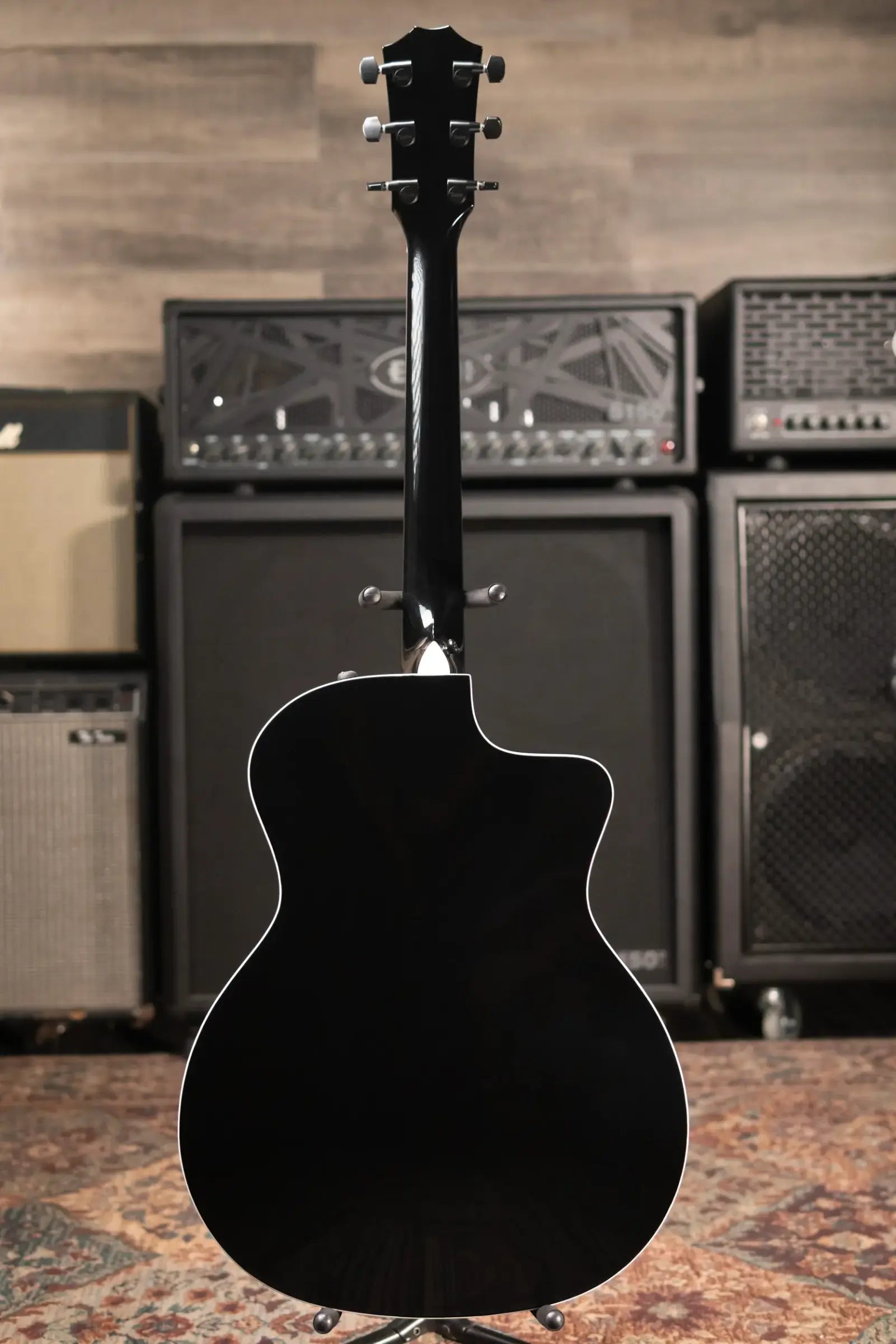 Taylor 214ce-BLK Plus Left-Hand Grand Auditorium Acoustic/Electric Guitar - Black with Aerocase - Factory Demo