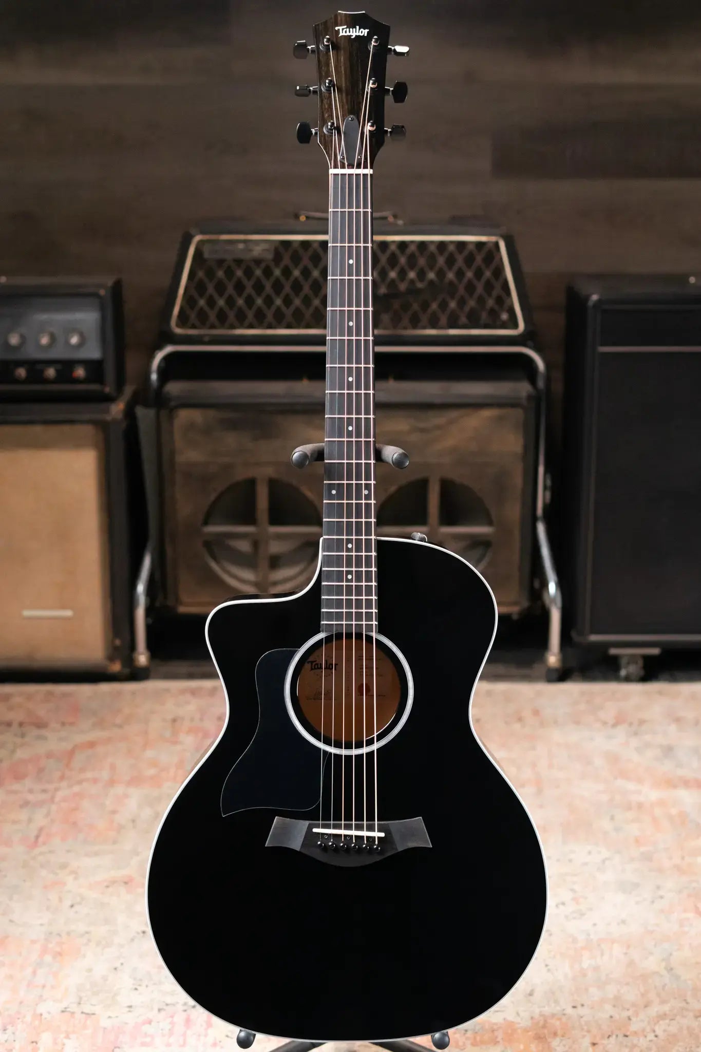 Taylor 214ce-BLK Plus Left-Hand Grand Auditorium Acoustic/Electric Guitar - Black with Aerocase