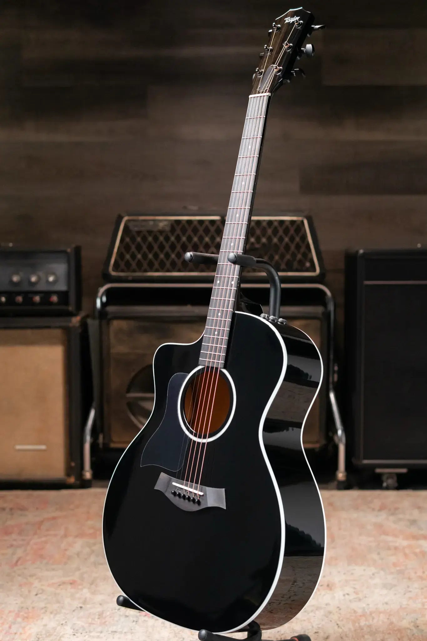Taylor 214ce-BLK Plus Left-Hand Grand Auditorium Acoustic/Electric Guitar - Black with Aerocase