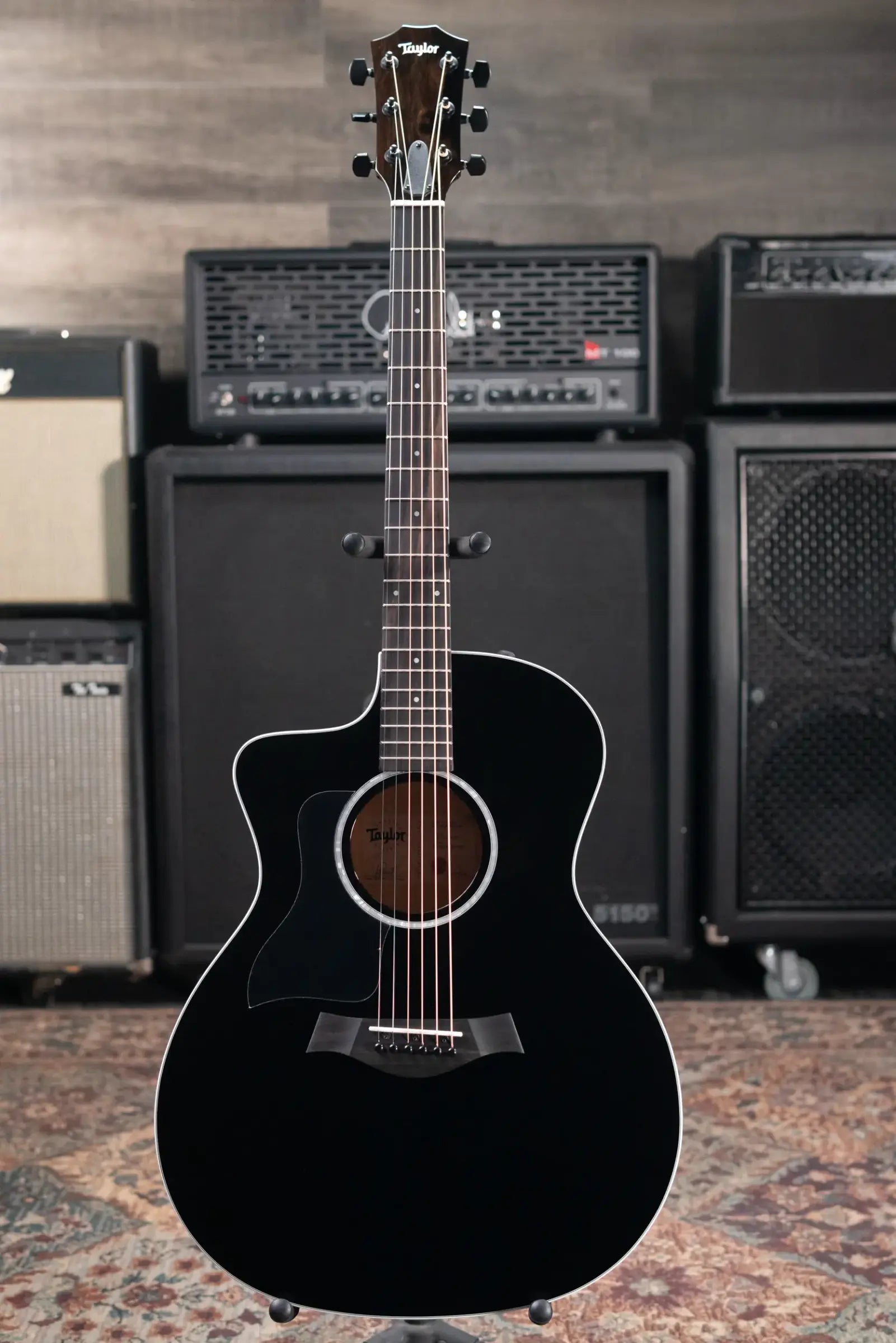 Taylor 214ce-BLK Plus Left-Handed Grand Auditorium Acoustic/Electric Guitar - Black with Aerocase