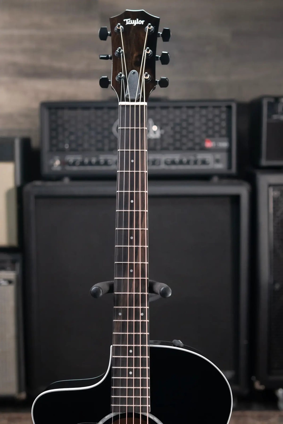 Taylor 214ce-BLK Plus Left-Handed Grand Auditorium Acoustic/Electric Guitar - Black with Aerocase - Demo
