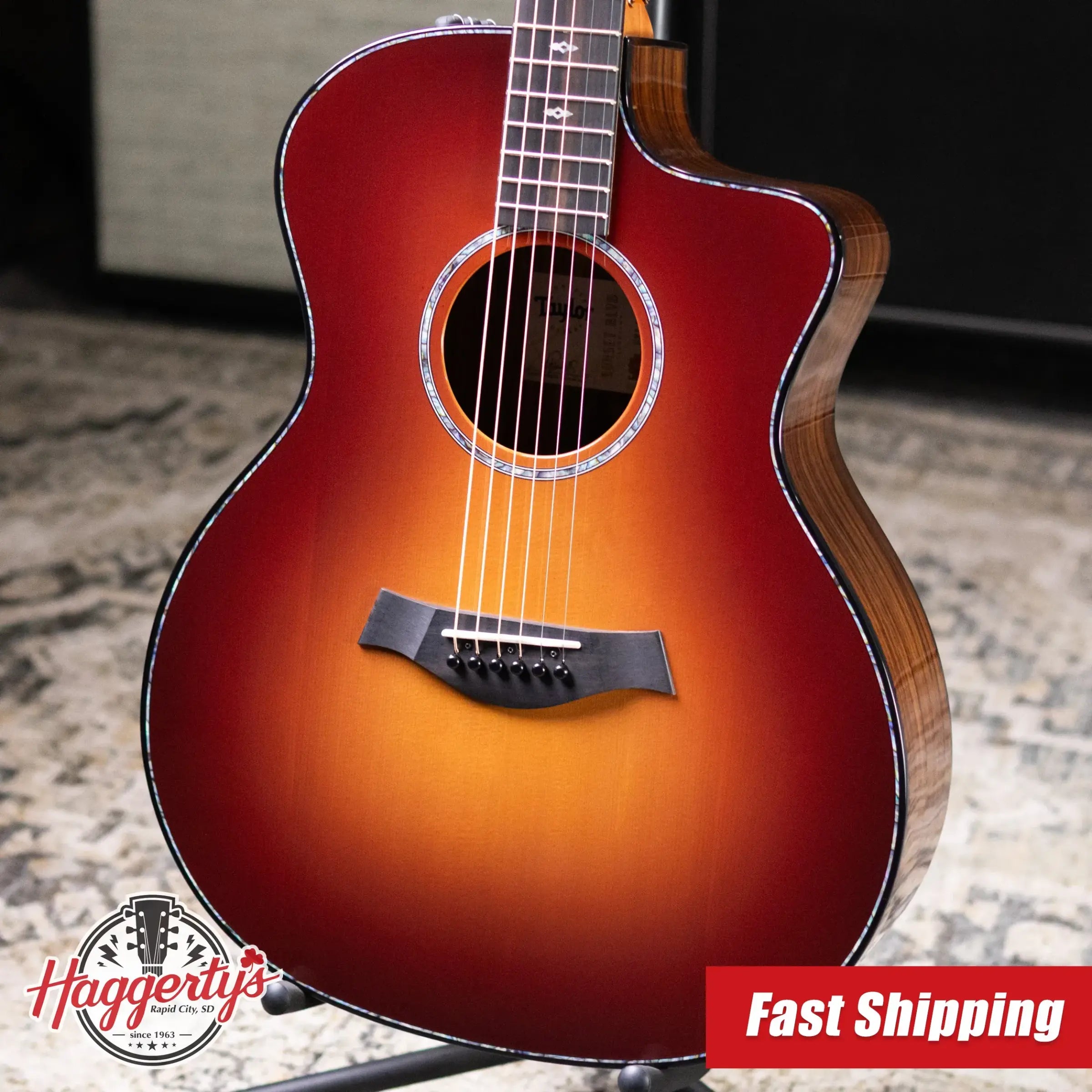 Taylor 214ce DLX Sunset Blvd Grand Auditorium Acoustic/Electric Guitar - Sepia Burst with Hardshell Case