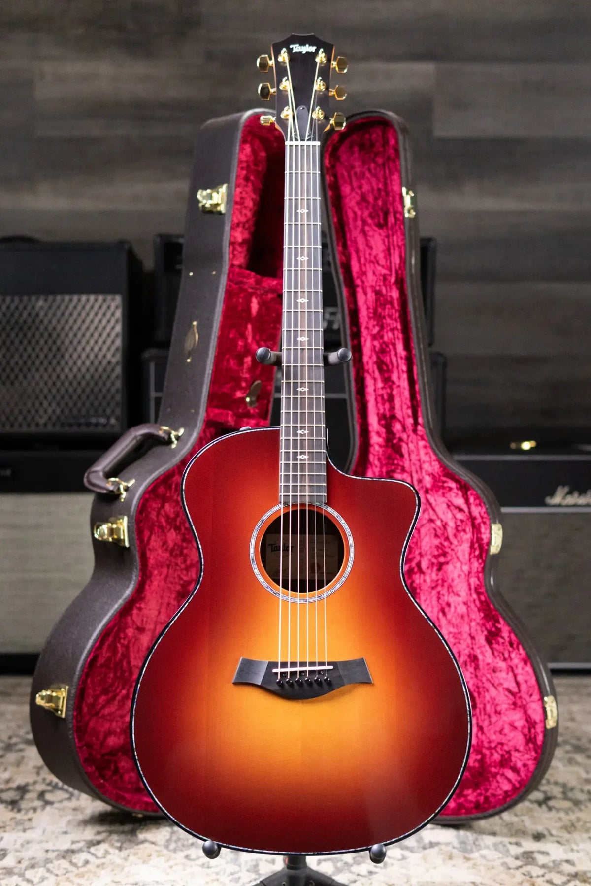 Taylor 214ce DLX Sunset Blvd Grand Auditorium Acoustic/Electric Guitar - Sepia Burst with Hardshell Case - Prototype