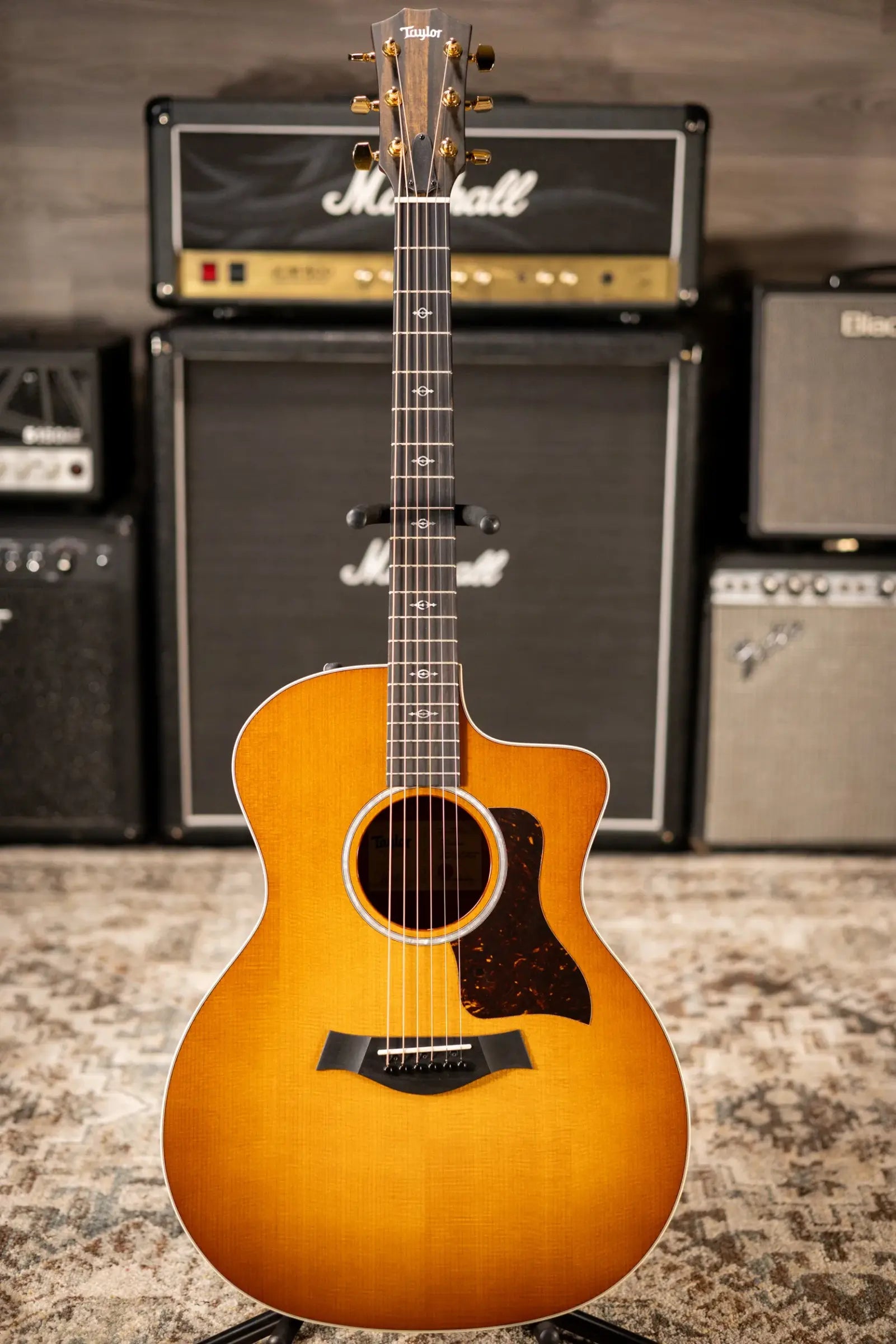 Taylor 214ce-K DLX Special Edition Grand Auditorium Acoustic/Electric Guitar - Honeyburst with Hardshell Case