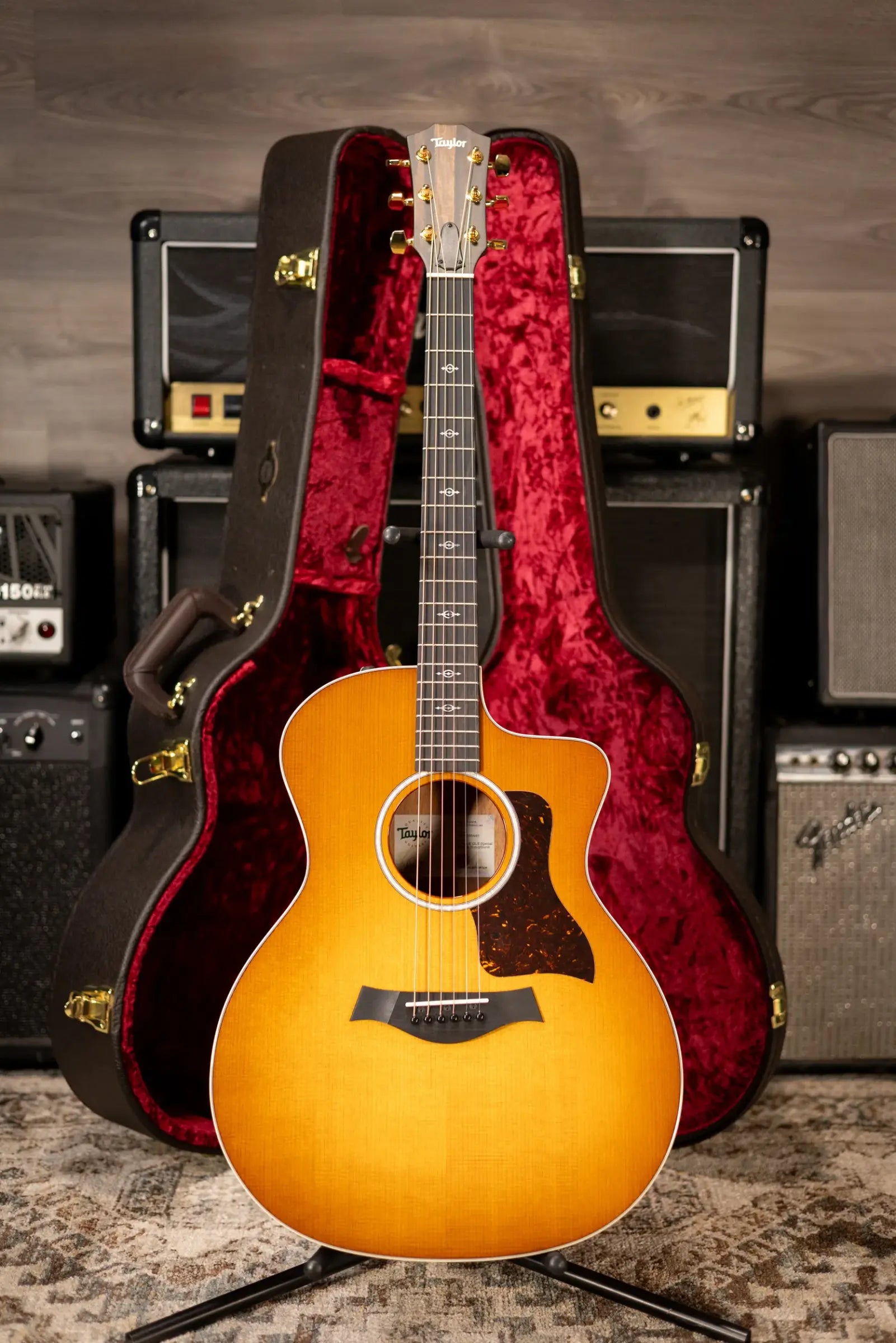 Taylor 214ce-K DLX Special Edition Grand Auditorium Acoustic/Electric Guitar - Honeyburst with Hardshell Case