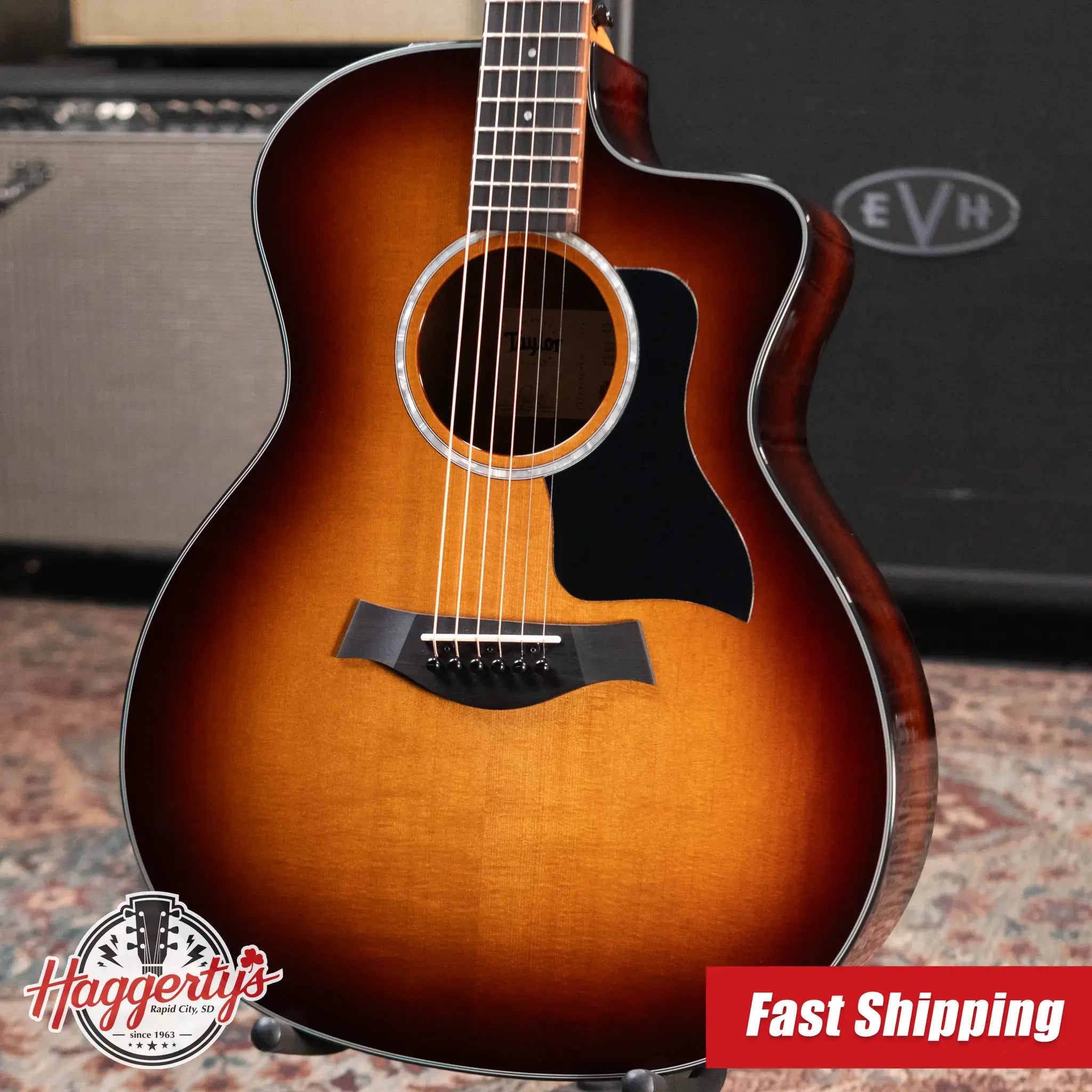 Taylor 214ce-K SB Plus Grand Auditorium Acoustic/Electric Guitar - Shaded Edgeburst with Aerocase