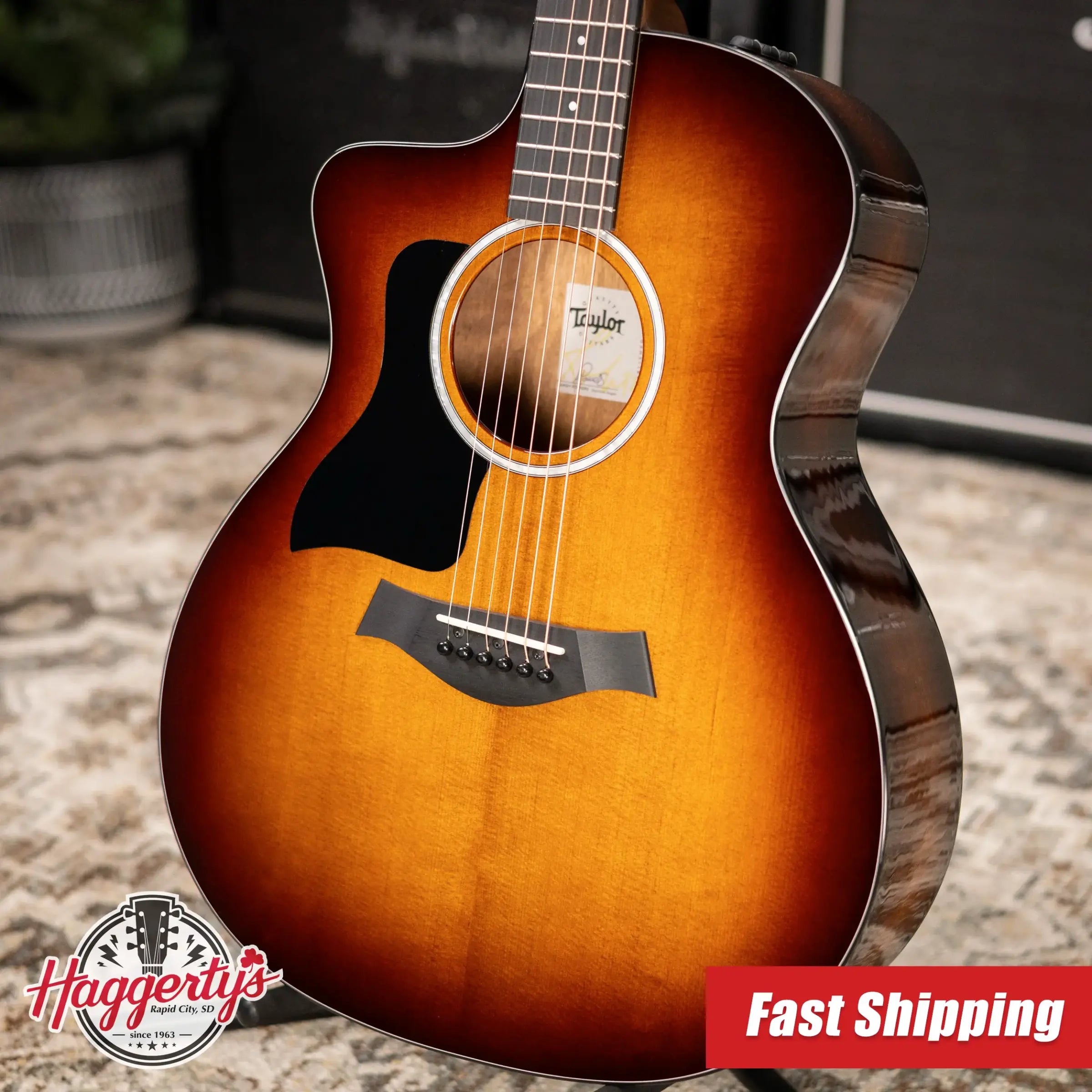 Taylor 214ce-K SB Plus Left-Handed Grand Auditorium Acoustic/Electric Guitar - Sunburst with Aerocase