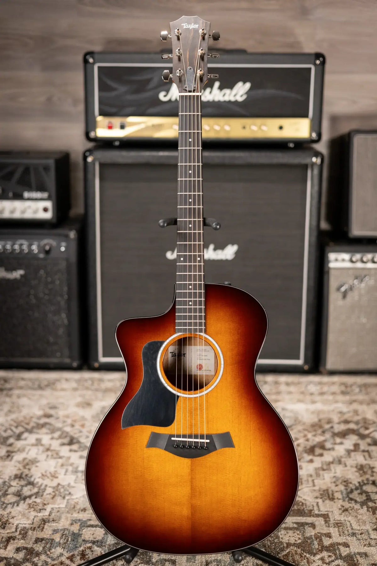 Taylor 214ce-K SB Plus Left-Handed Grand Auditorium Acoustic/Electric Guitar - Sunburst with Aerocase - Factory Demo
