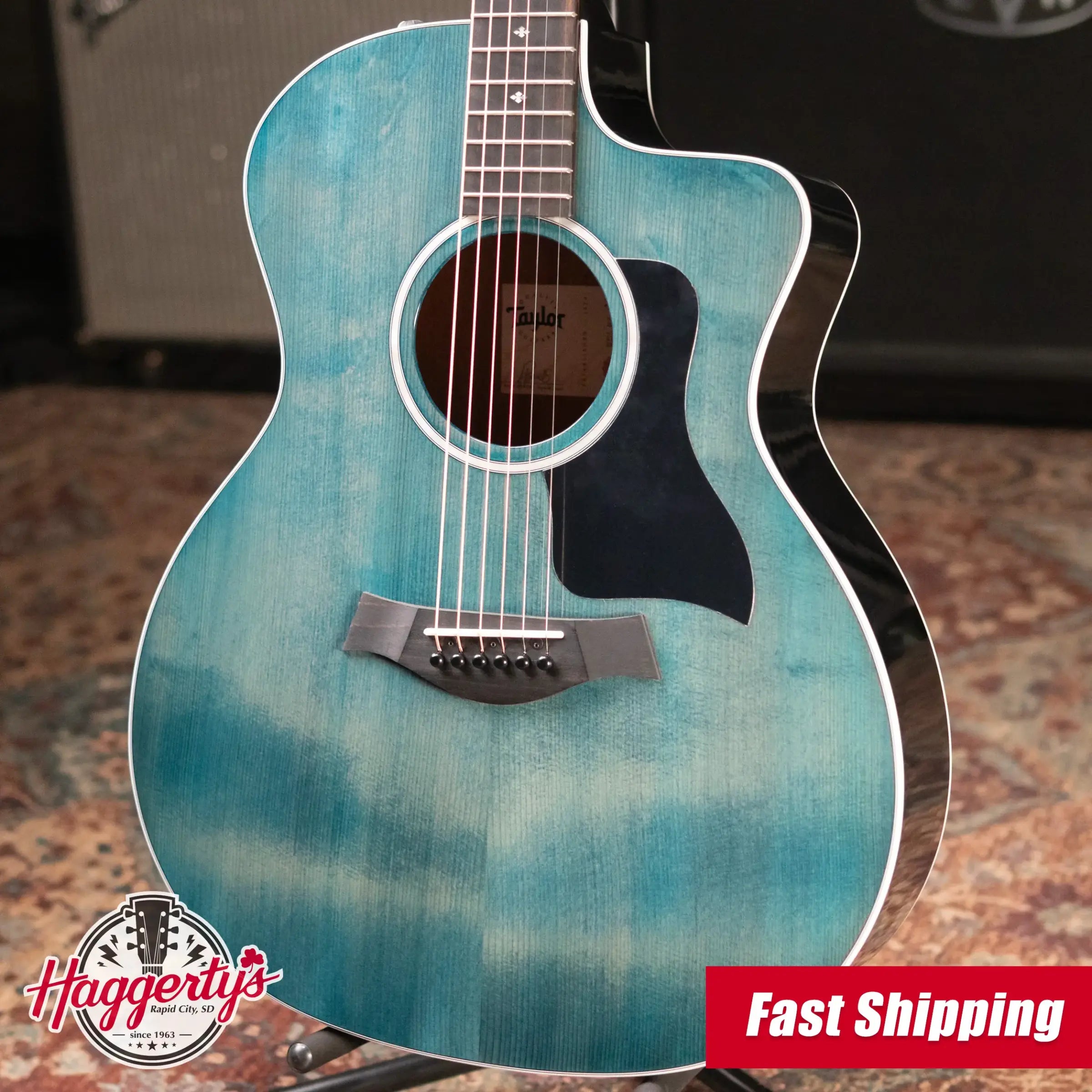 Taylor 214ce Plus Special Edition Grand Auditorium Acoustic/Electric Guitar - Trans Blue Top with Aerocase