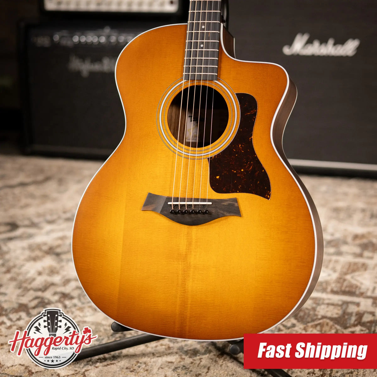 Taylor 214ce Special Edition Grand Auditorium Acoustic/Electric Guitar - Honeyburst with Gig Bag - Demo