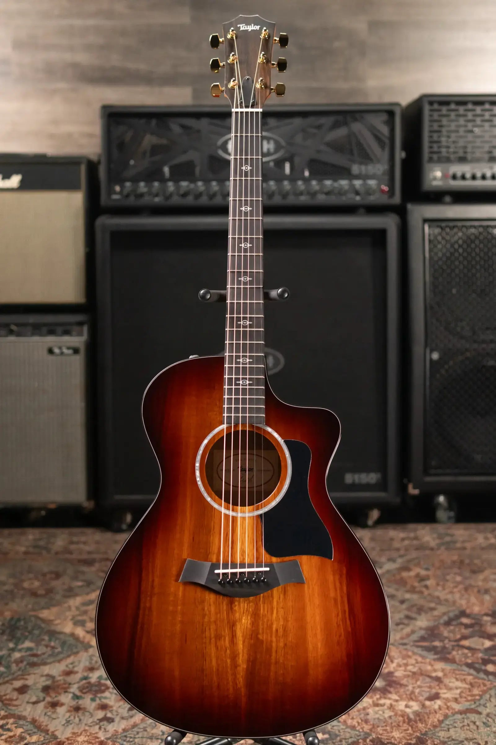 Taylor 222ce-K DLX Grand Concert Acoustic/Electric Guitar - Shaded Edgeburst with Hardshell Case - Factory Demo
