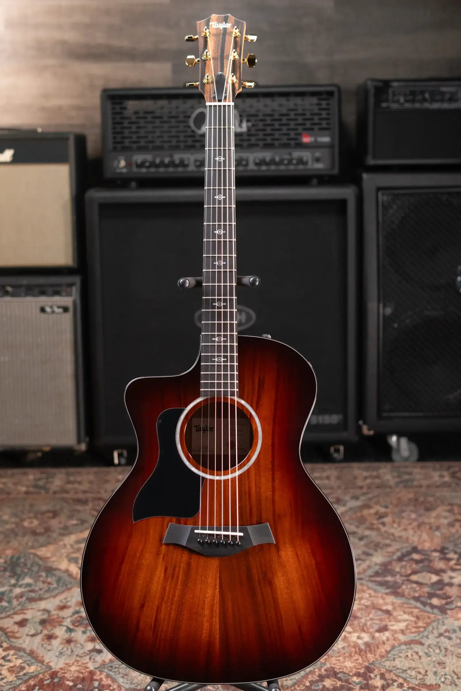 Taylor 224ce-K DLX Left-Handed Grand Auditorium Acoustic/Electric Guitar - Shaded Edge Burst with Hardshell Case