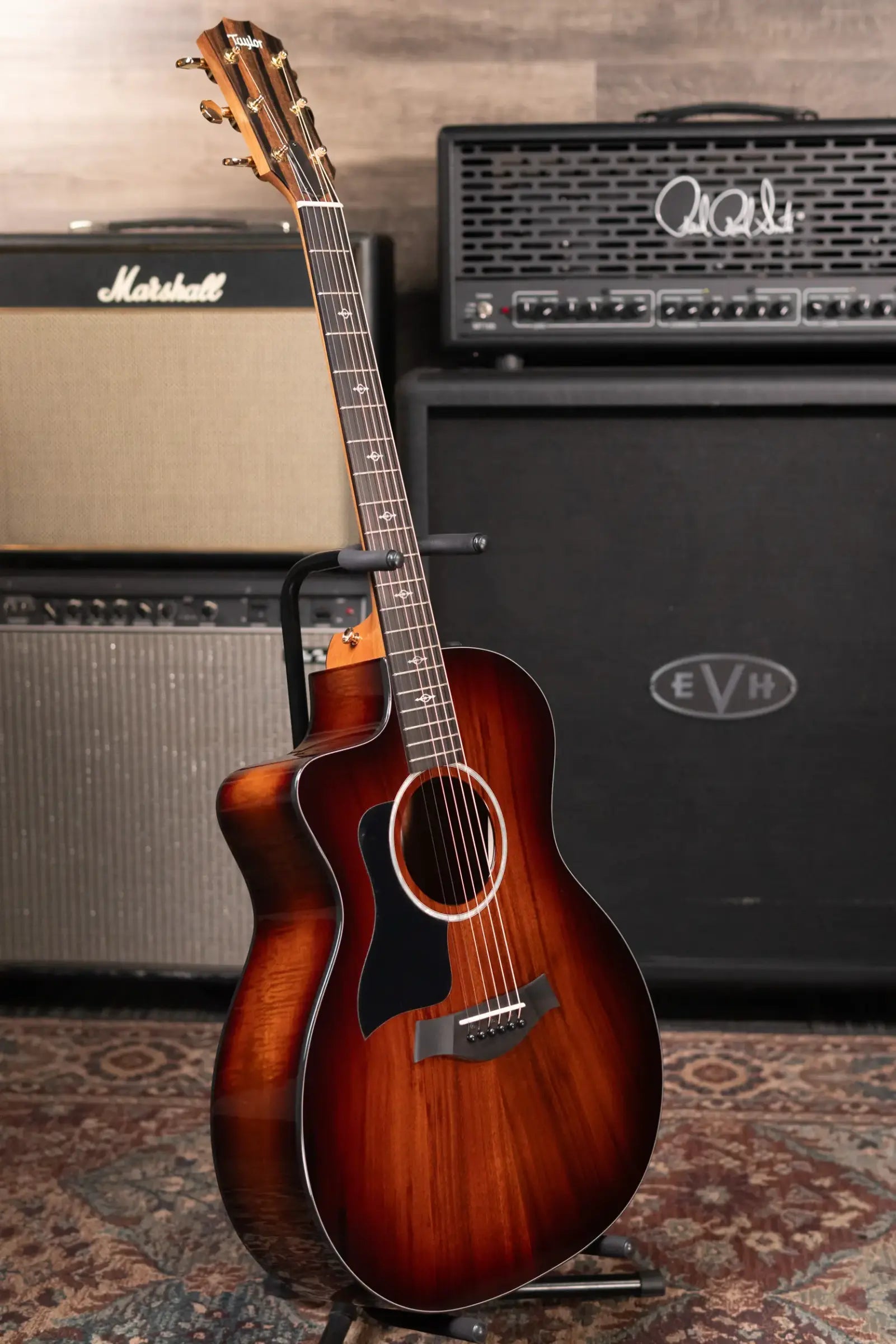 Taylor 224ce-K DLX Left-Handed Grand Auditorium Acoustic/Electric Guitar - Shaded Edge Burst with Hardshell Case