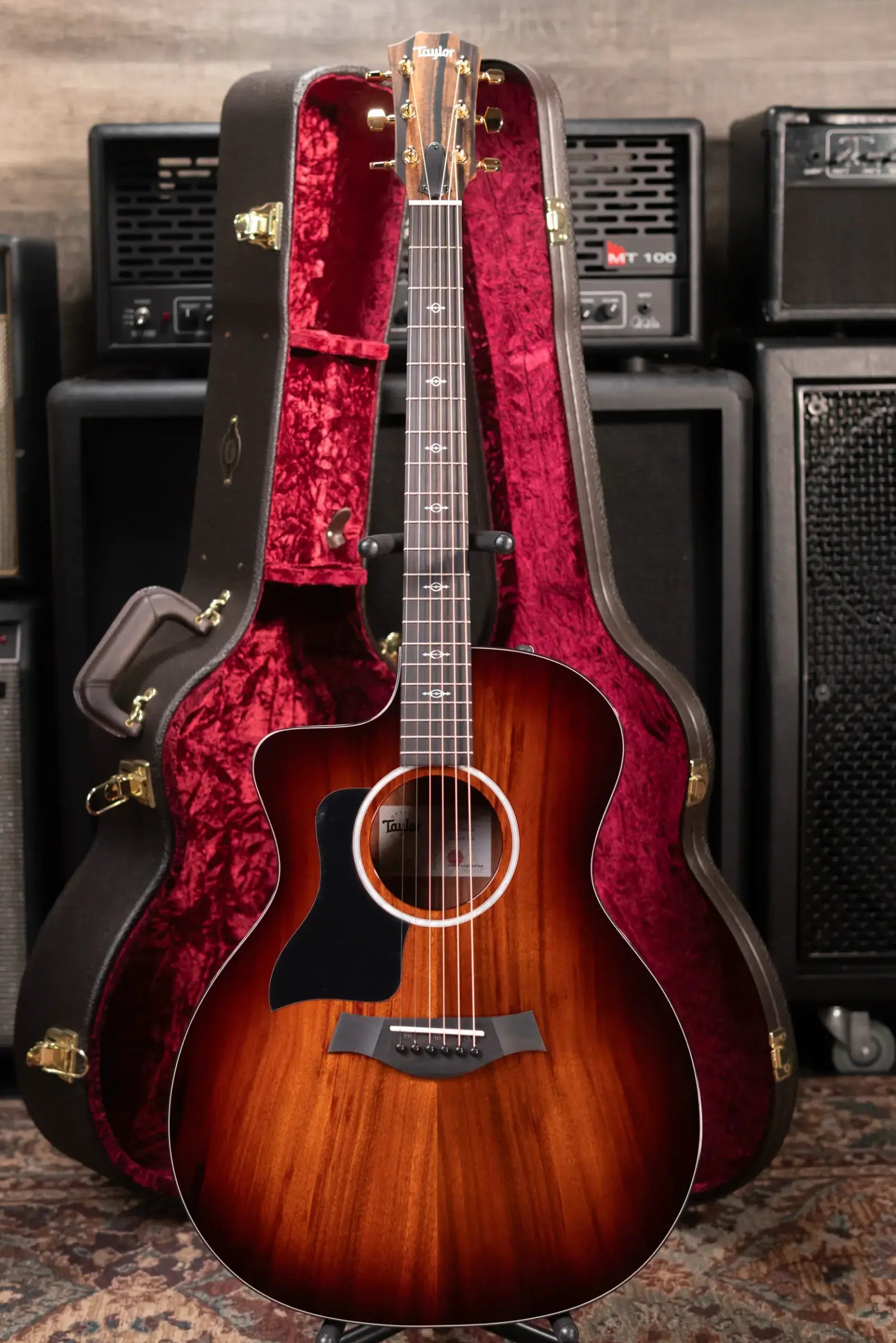 Taylor 224ce-K DLX Left-Handed Grand Auditorium Acoustic/Electric Guitar - Shaded Edge Burst with Hardshell Case