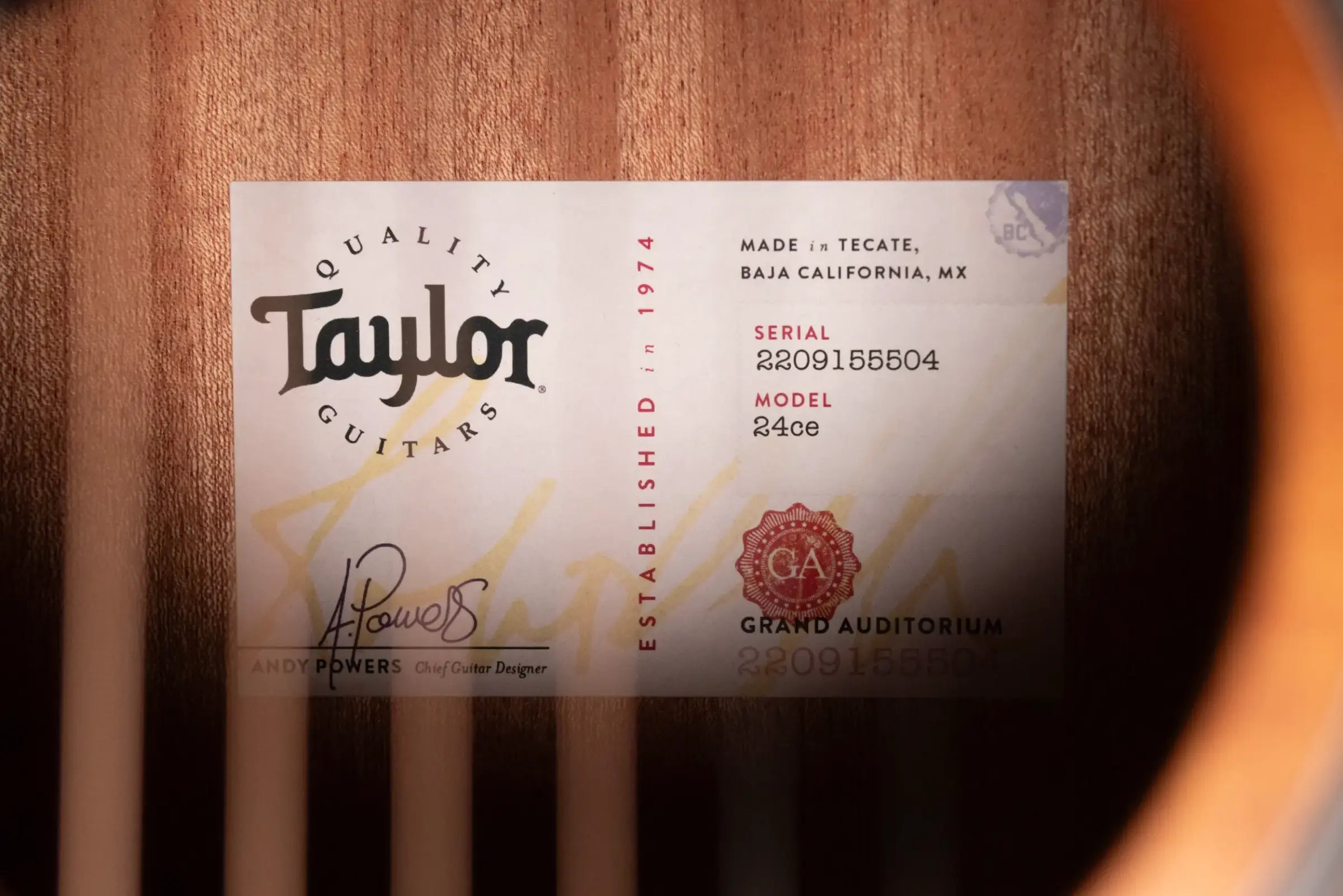 Taylor 24ce Grand Auditorium Acoustic/Electric Guitar with Gig Bag