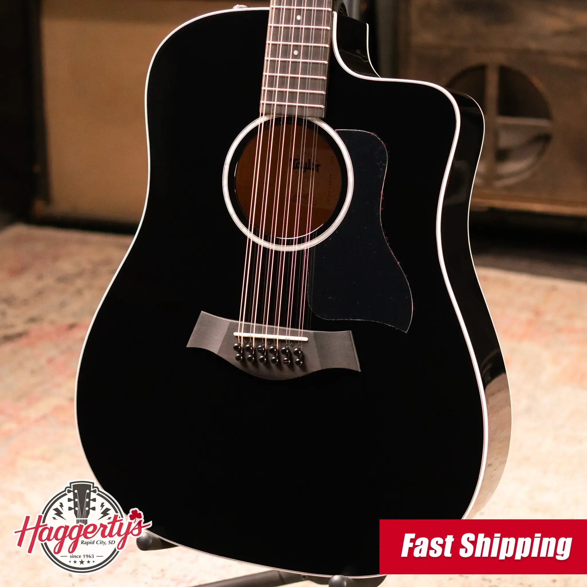 Taylor 250ce-BLK Plus 12-String Acoustic/Electric Guitar - Black with Aerocase