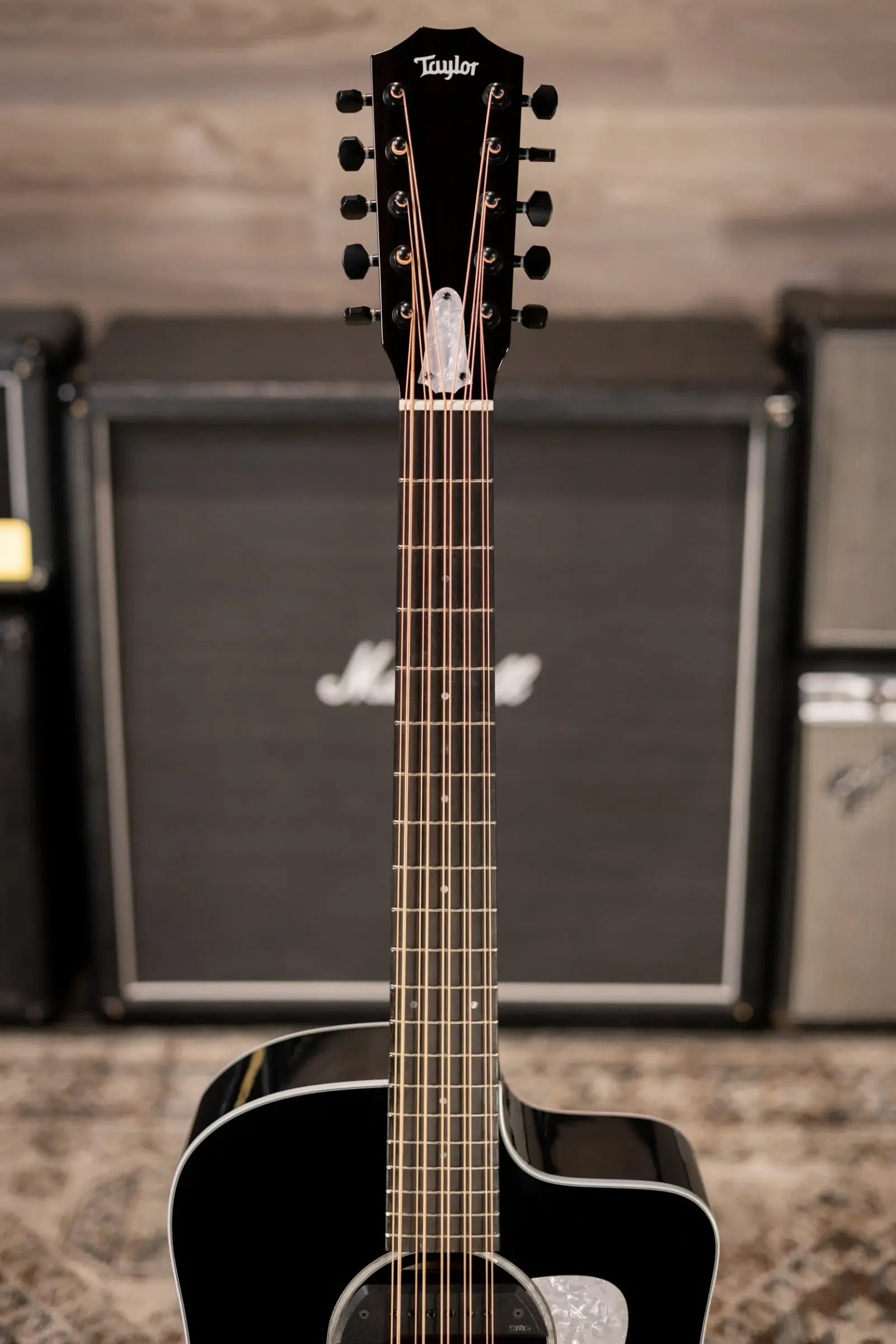 Taylor 250ce Plus BLK Bajo Quinto Acoustic/Electric Guitar - Black with Aerocase - Factory Demo
