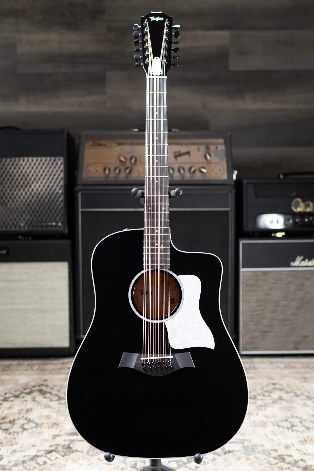 Taylor 250ce Plus BLK Doce Doble Acoustic/Electric Guitar - Black with Aerocase - Factory Demo