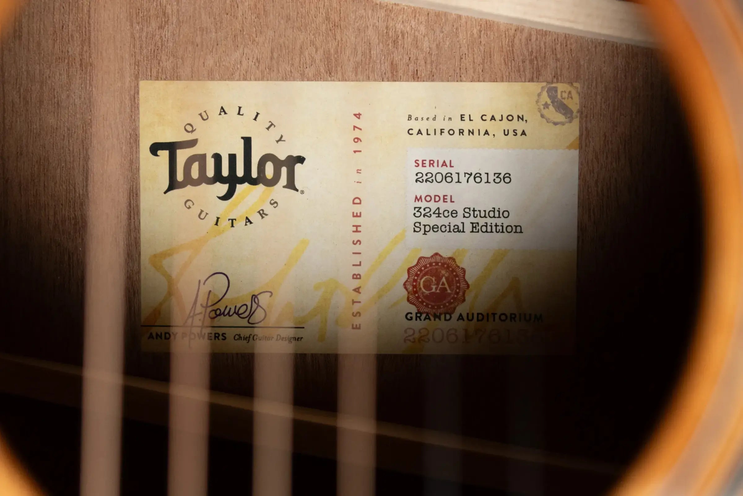 Taylor 324ce Studio Special Edition Grand Auditorium Acoustic/Electric Guitar - Shaded Edge Burst with Gig Bag