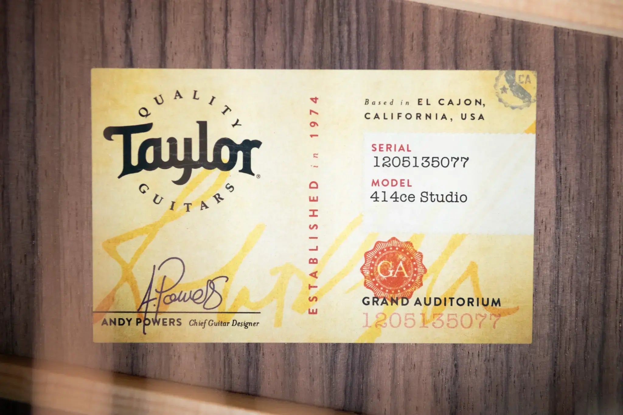 Taylor 414ce Studio Grand Auditorium Acoustic/Electric Guitar - Natural with Gig Bag - Factory Demo