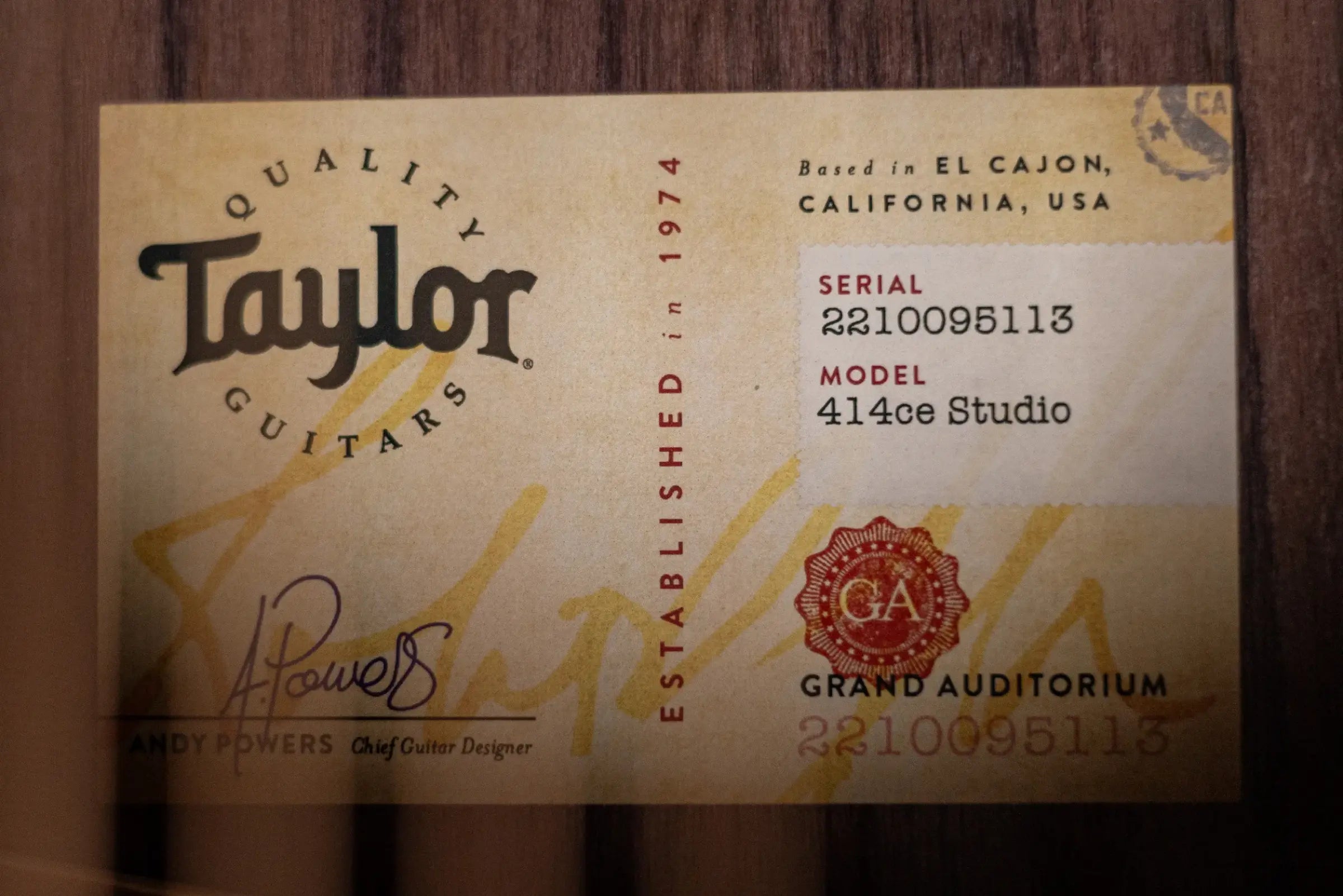 Taylor 414ce Studio Grand Auditorium Acoustic/Electric Guitar - Natural with Gig Bag