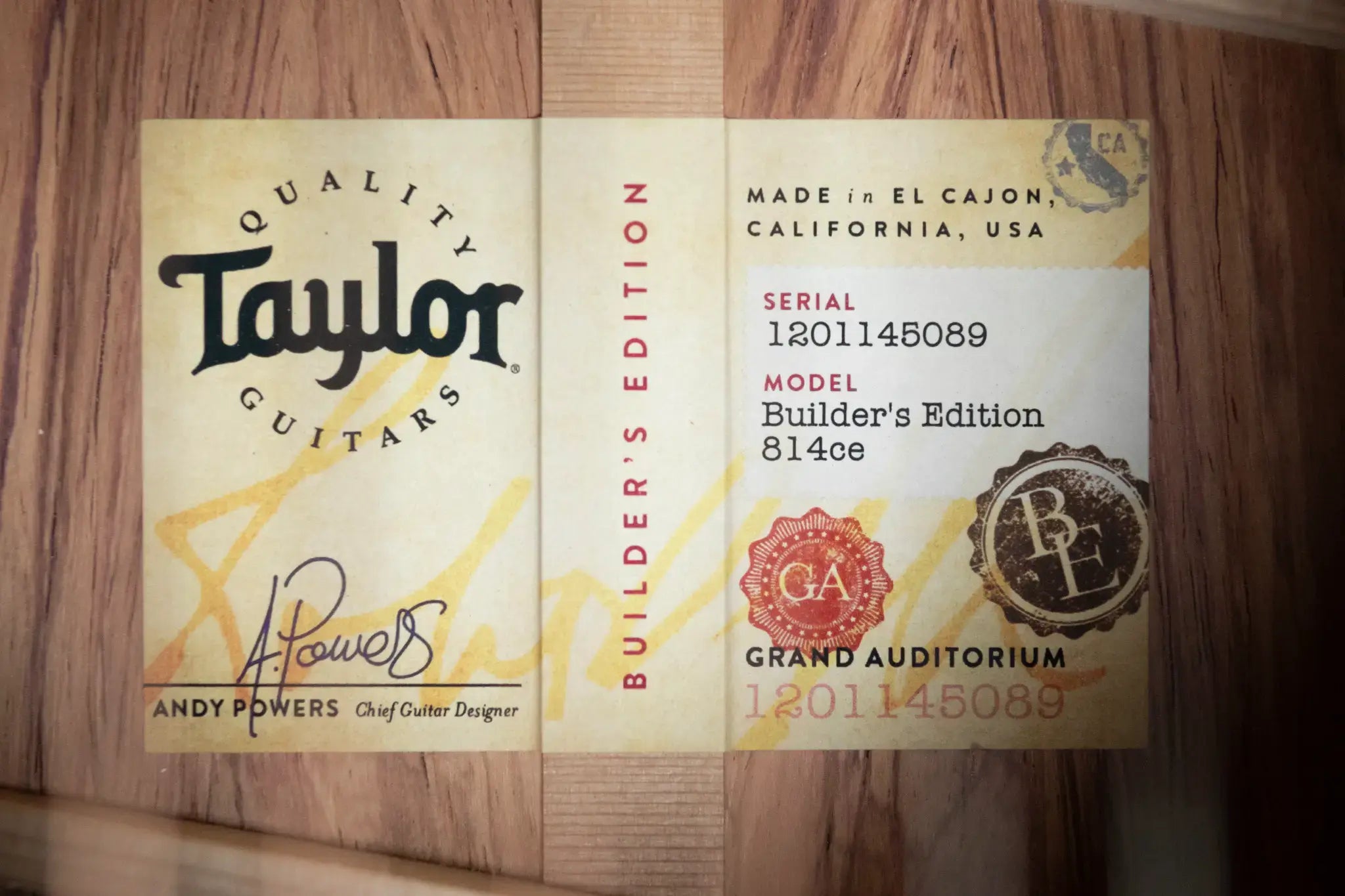 Taylor Builder's Edition 814ce Honduran Rosewood/Sinker Redwood Acoustic/Electric Guitar with Hardshell Case