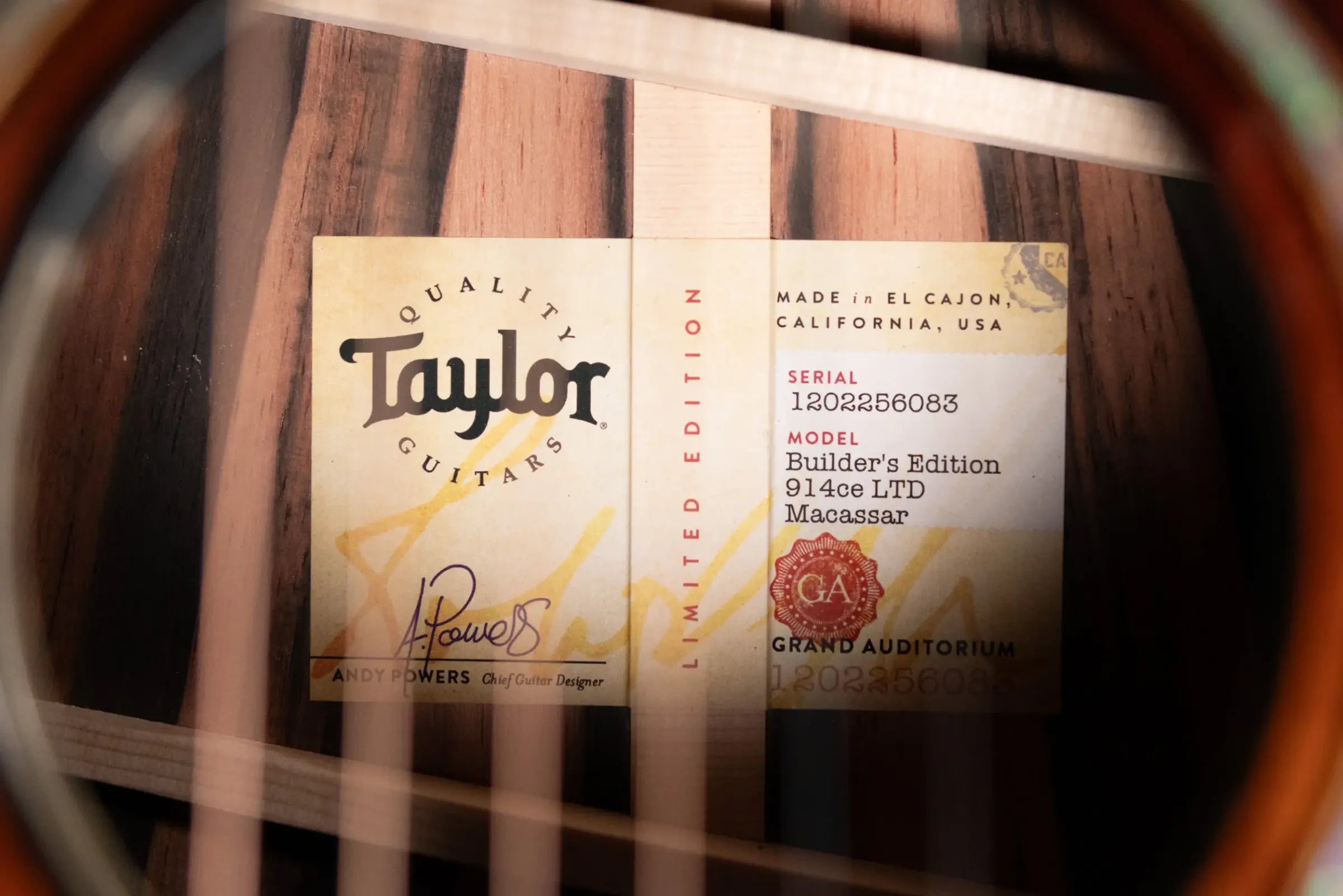 Taylor Builder's Edition 914ce LTD Macassar Ebony Grand Auditorium Acoustic/Electric Guitar with Hardshell Case