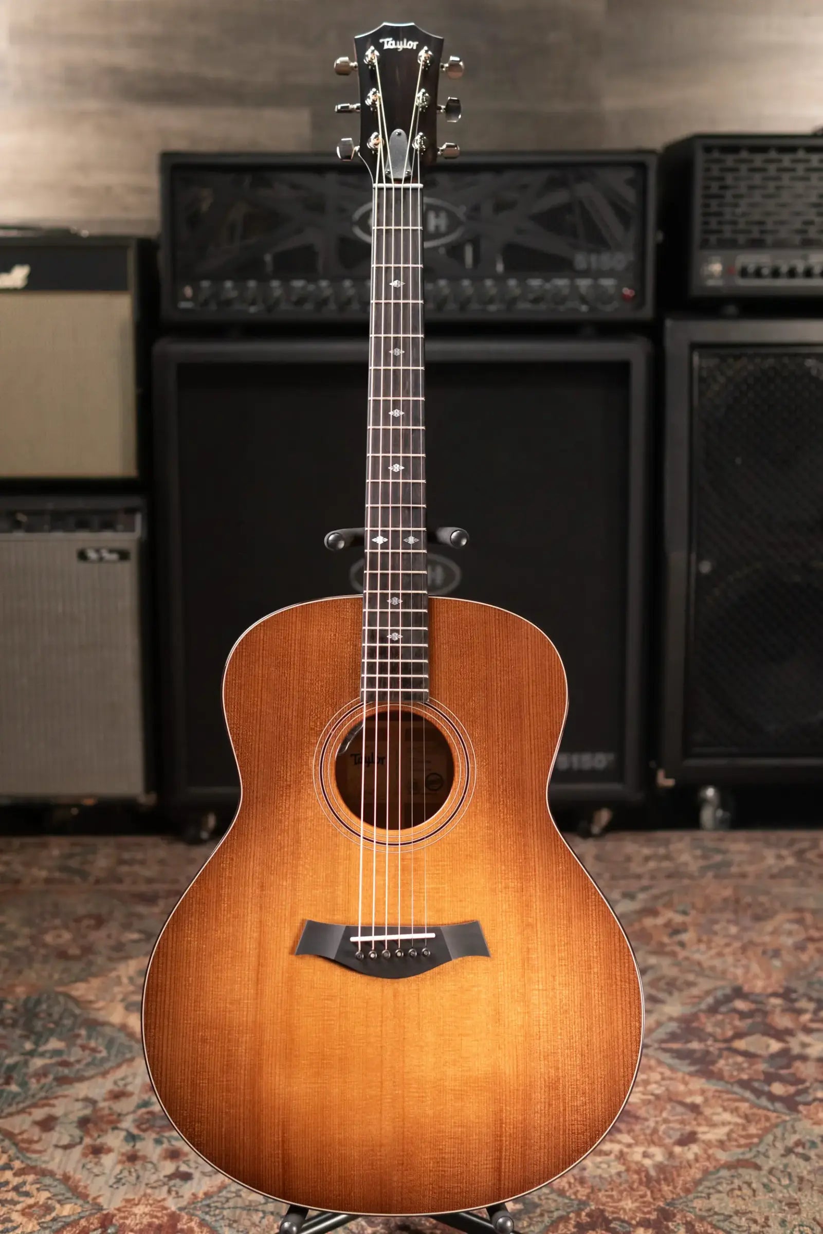 Taylor Custom 318e Mahogany/Torrefied Sitka Grand Orchestra Acoustic/Electric Guitar - Wild Honey Burst Top with Hardshell Case - Factory Demo
