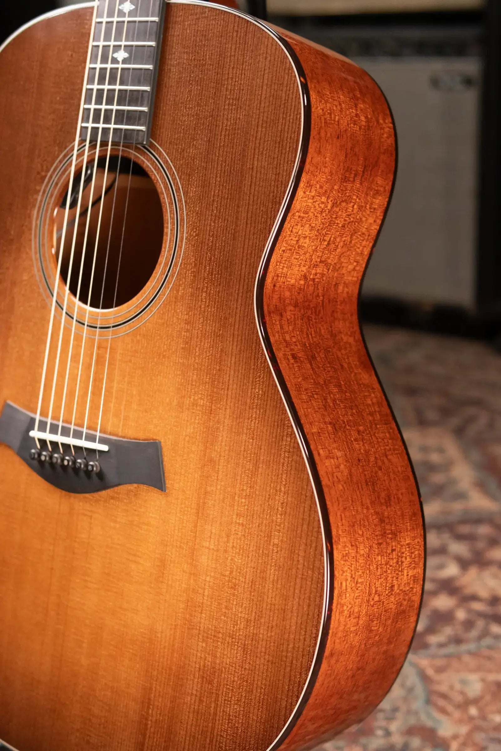 Taylor Custom 318e Mahogany/Torrefied Sitka Grand Orchestra Acoustic/Electric Guitar - Wild Honey Burst Top with Hardshell Case - Factory Demo