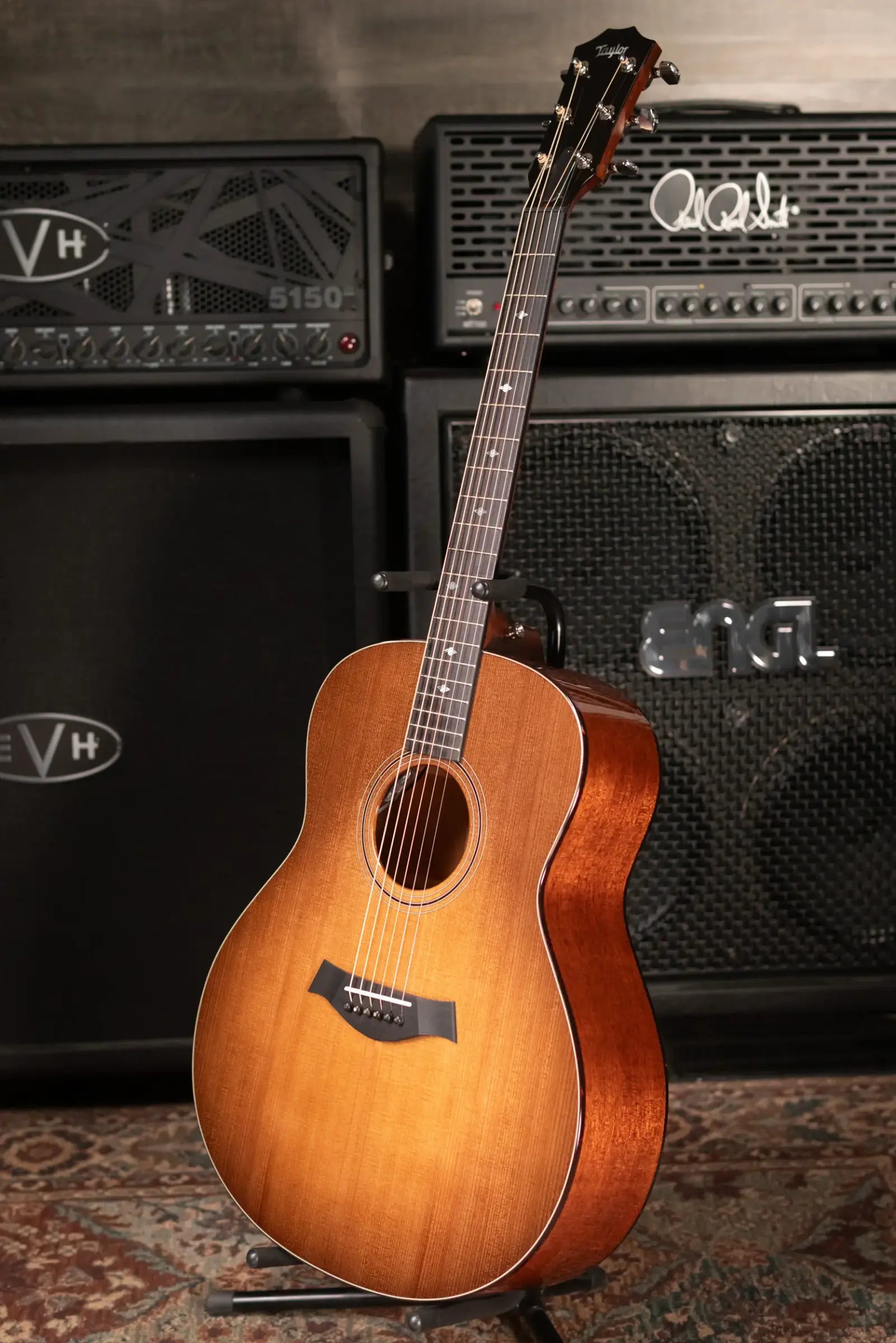 Taylor Custom 318e Mahogany/Torrefied Sitka Grand Orchestra Acoustic/Electric Guitar - Wild Honey Burst Top with Hardshell Case - Factory Demo
