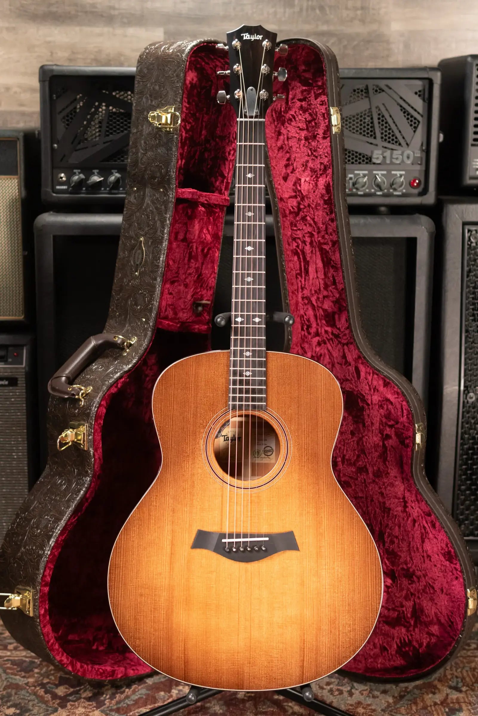 Taylor Custom 318e Mahogany/Torrefied Sitka Grand Orchestra Acoustic/Electric Guitar - Wild Honey Burst Top with Hardshell Case - Factory Demo