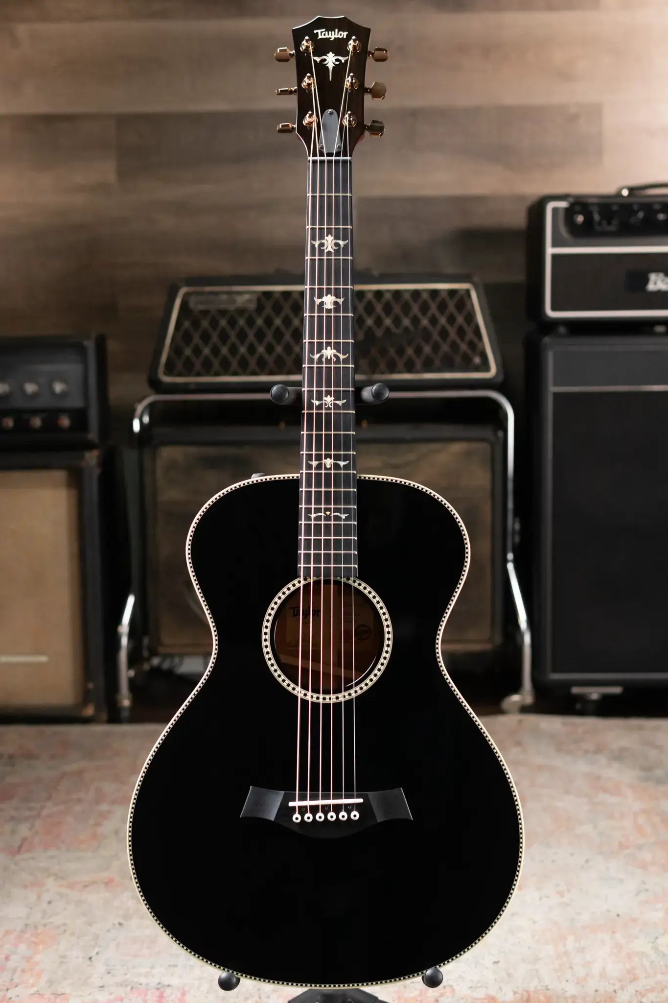 Taylor Custom Shop Grand Concert 12-Fret Acoustic/Electric - Black Top Mahogany/Mahogany with Hardshell Case
