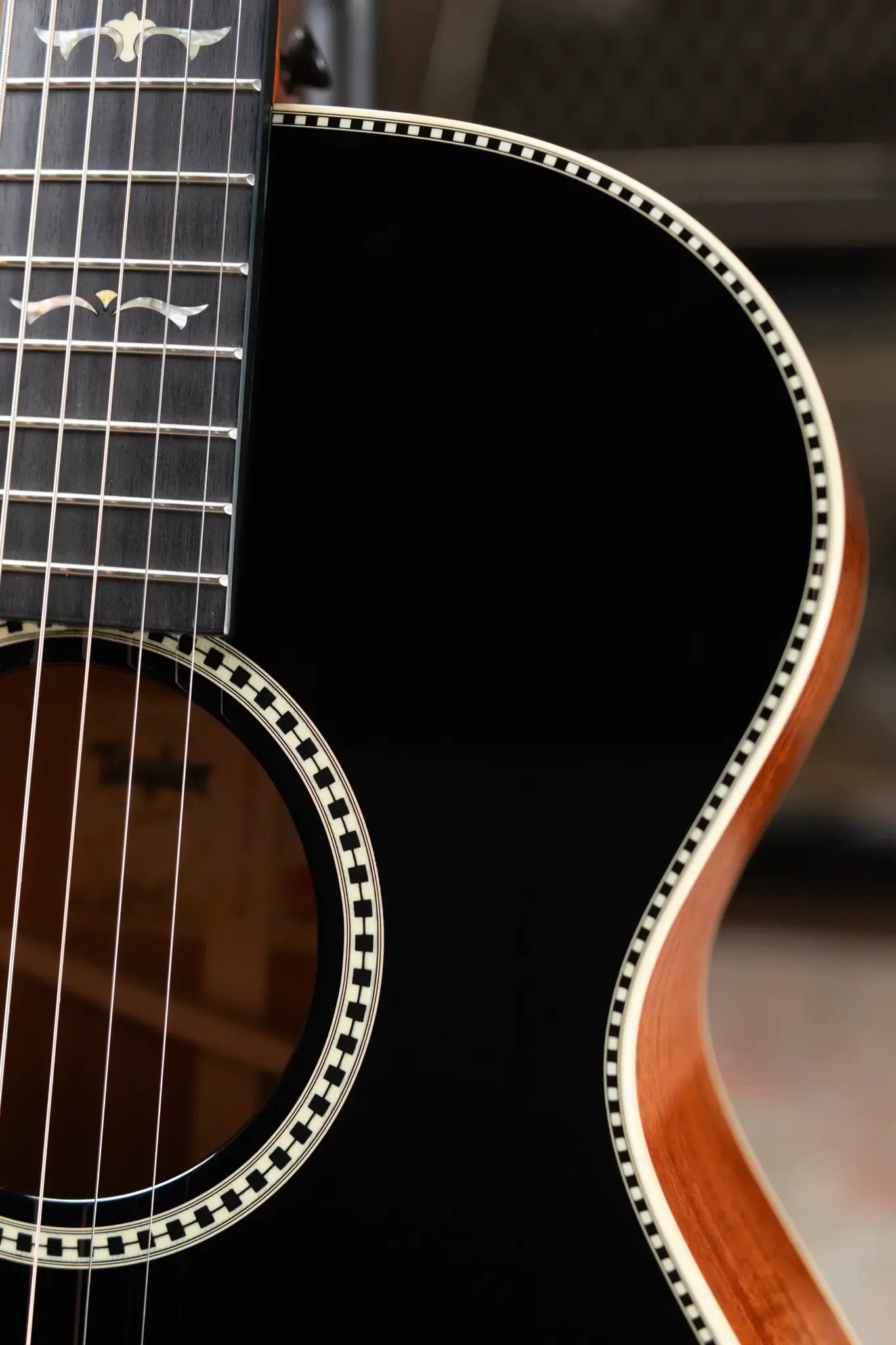 Taylor Custom Shop Grand Concert 12-Fret Acoustic/Electric - Black Top Mahogany/Mahogany with Hardshell Case