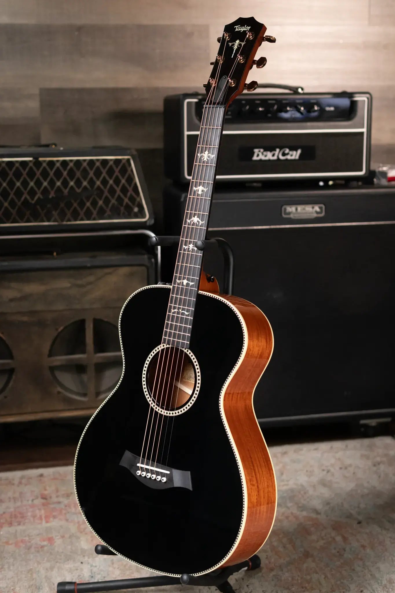 Taylor Custom Shop Grand Concert 12-Fret Acoustic/Electric - Black Top Mahogany/Mahogany with Hardshell Case