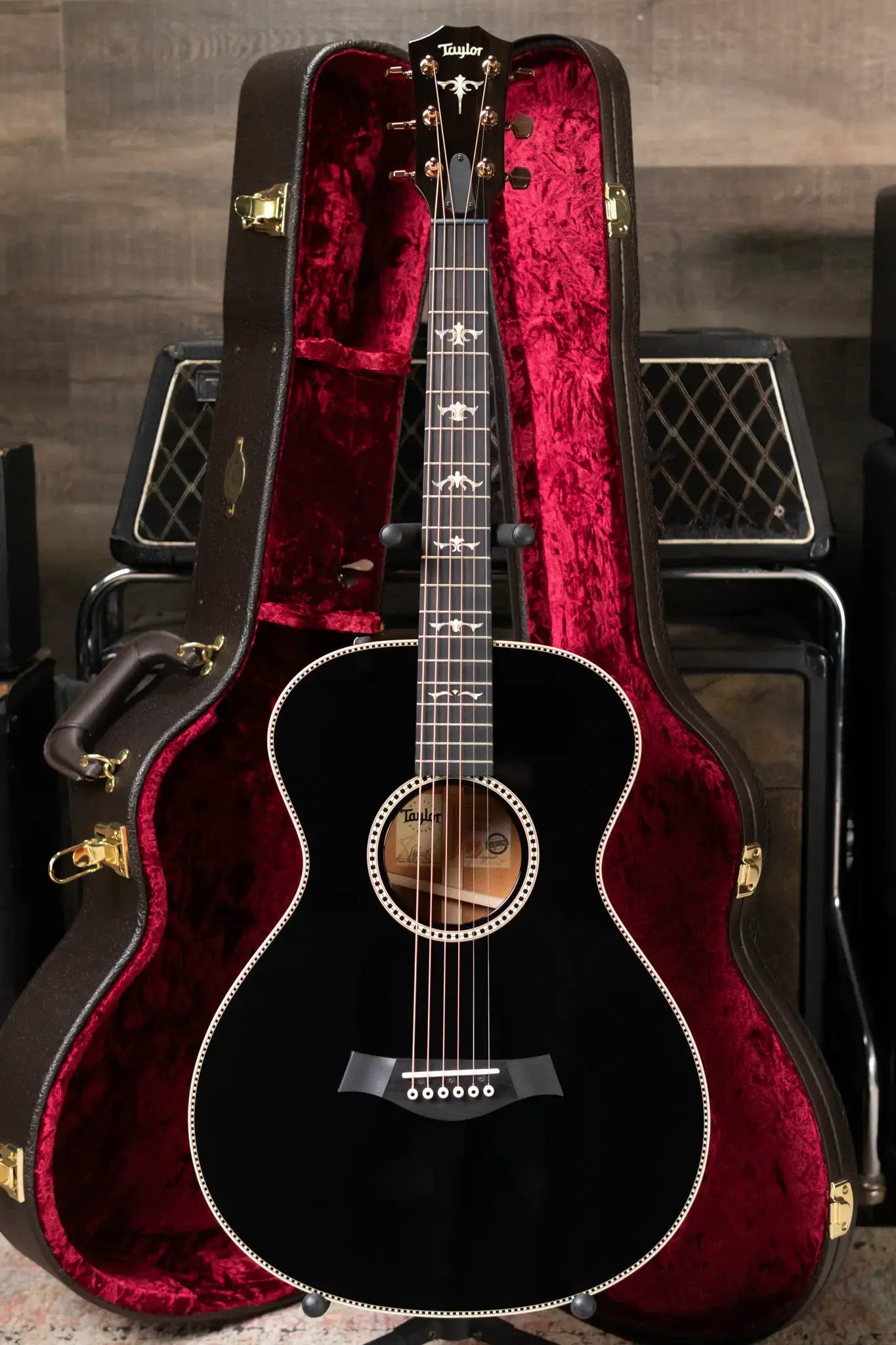 Taylor Custom Shop Grand Concert 12-Fret Acoustic/Electric - Black Top Mahogany/Mahogany with Hardshell Case