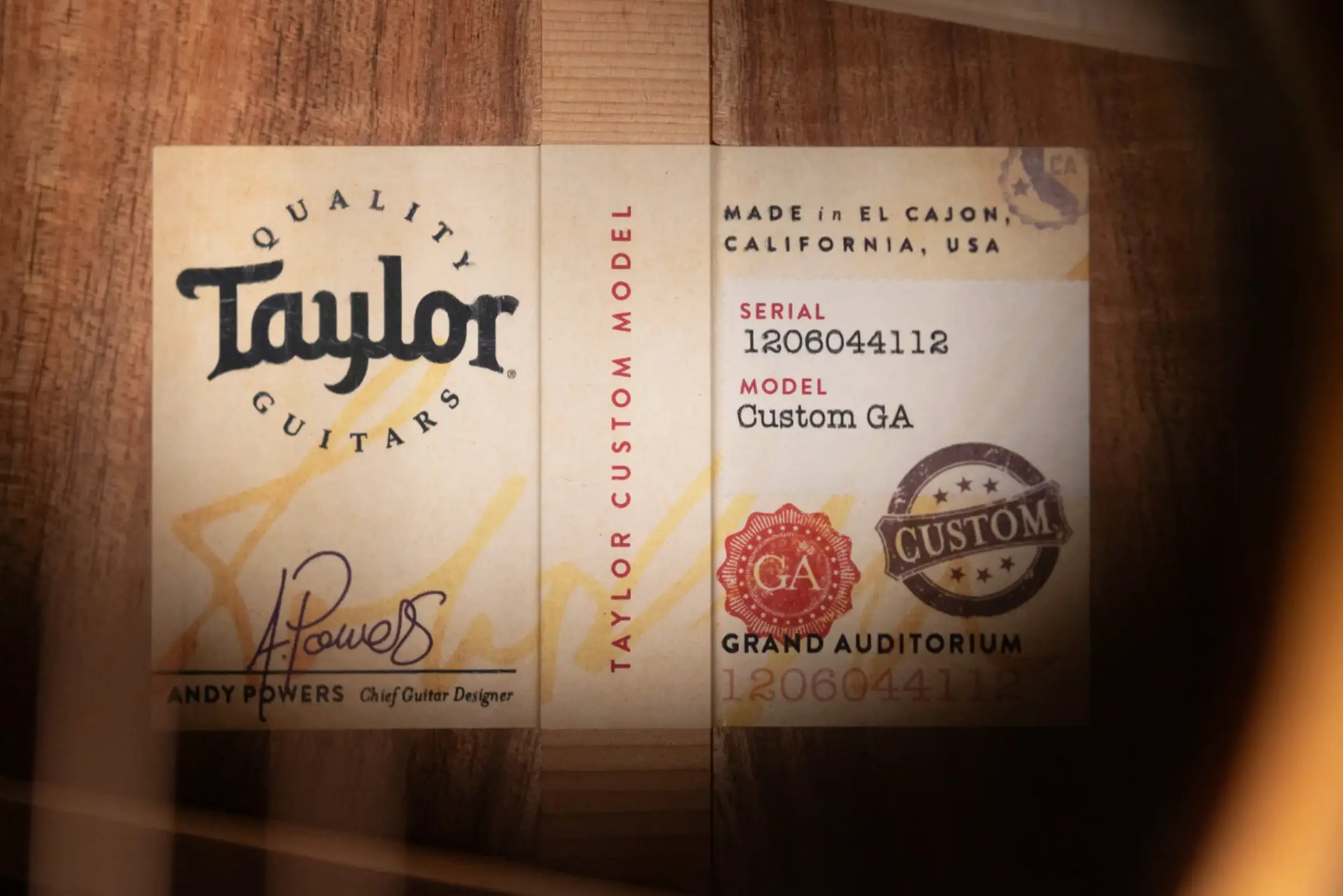 Taylor Custom Shop #12685 Grand Auditorium Acoustic/Electric Guitar with Hardshell Case