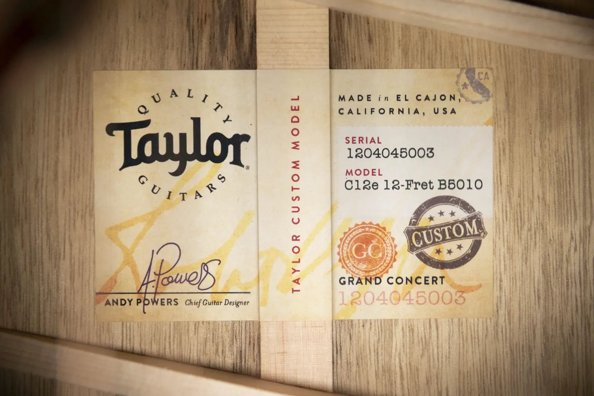 Taylor "The Monument" 1 of 20 C12e 12-Fret 2025 Catch Event #10 Grand Concert Acoustic/Electric Guitar - Black Limba/Sinker Cypress with Hardshell Case