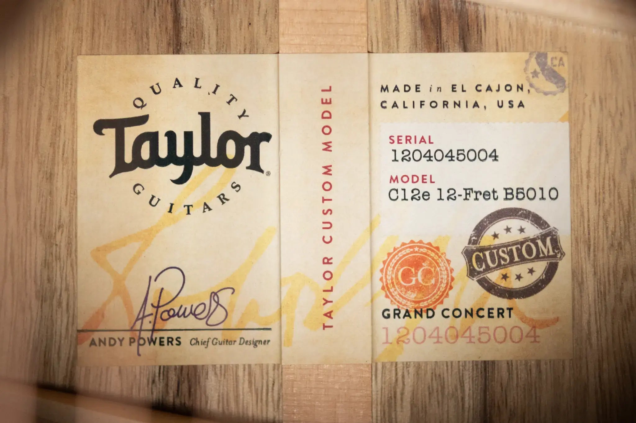 Taylor "The Monument" 1 of 20 C12e 12-Fret 2025 Catch Event #10 Grand Concert Acoustic/Electric Guitar - Black Limba/Sinker Cypress with Hardshell Case