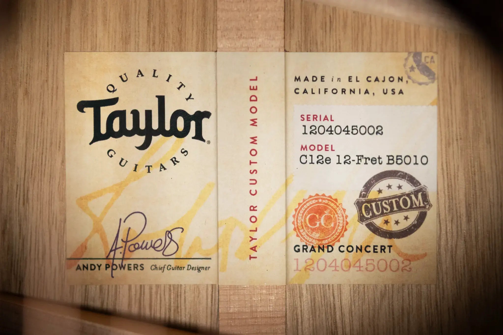 Taylor "The Monument" 1 of 20 C12e 12-Fret 2025 Catch Event #10 Grand Concert Acoustic/Electric Guitar - Black Limba/Sinker Cypress with Hardshell Case