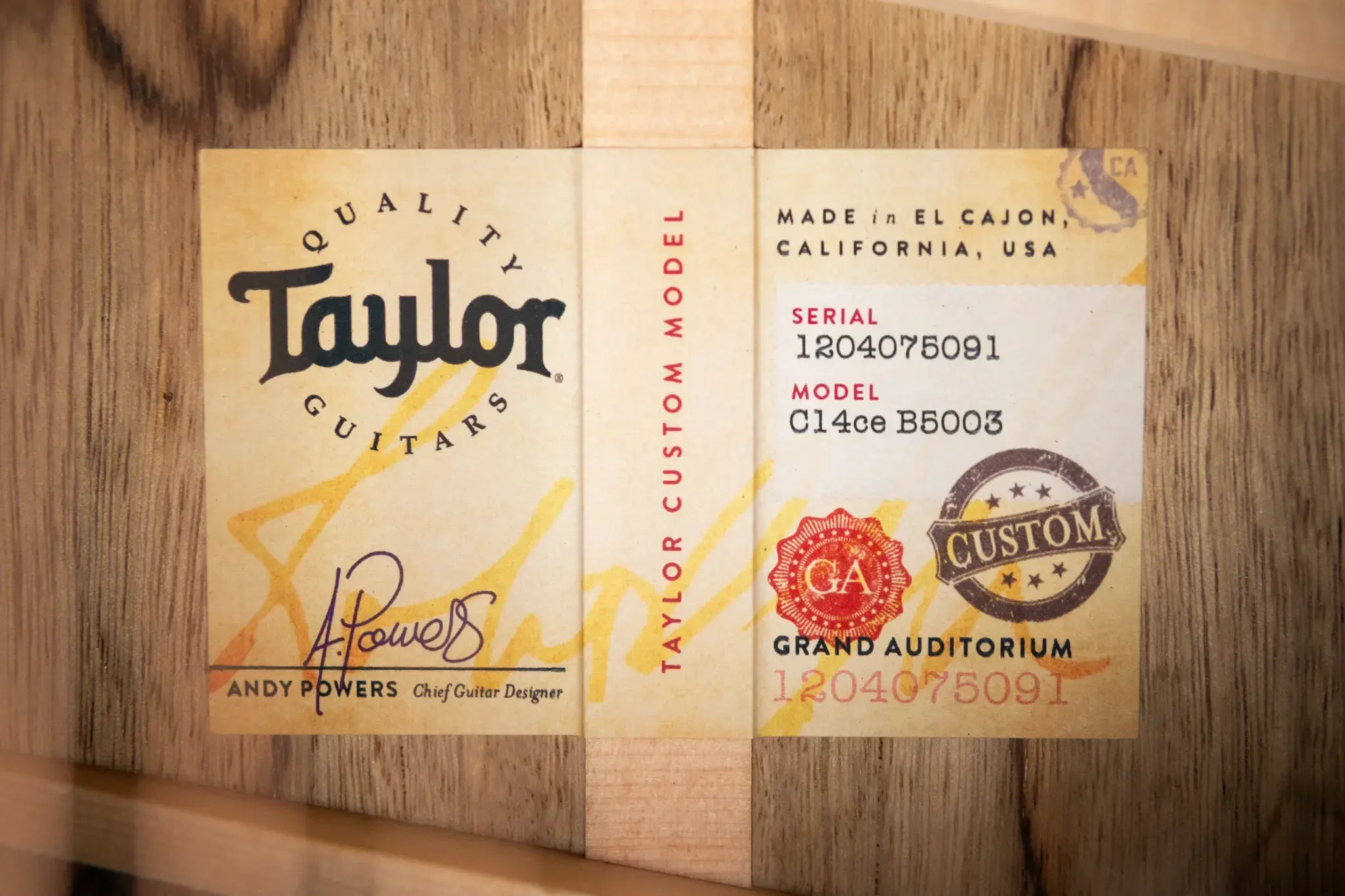 Taylor “Canela” 1 of 20 Custom Shop C14ce 2025 Catch Event #3 Grand Auditorium Acoustic/Electric Guitar - Black Limba/Redwood Hardshell Case