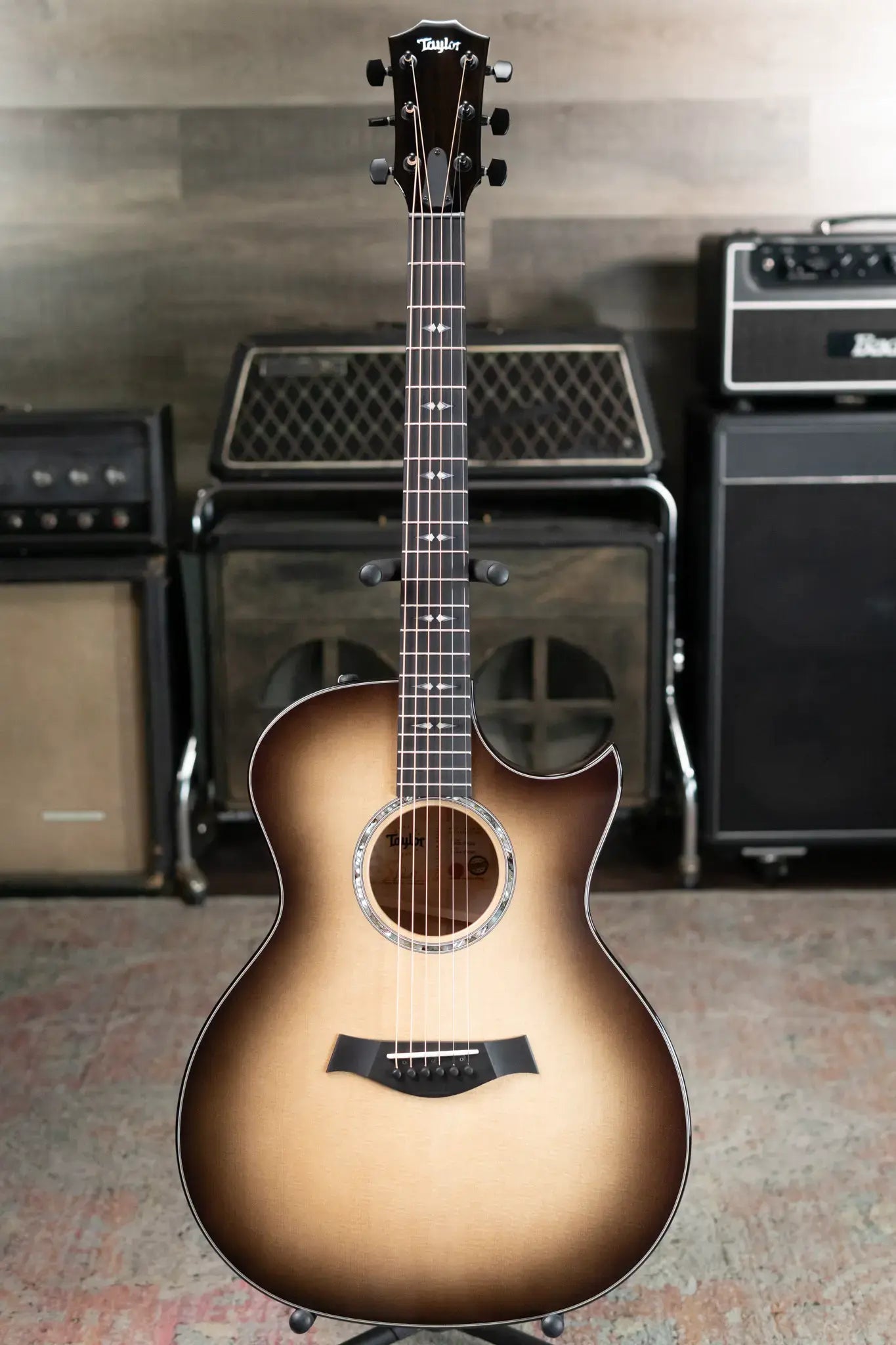 Taylor Custom Shop C14ce Grand Auditorium Quilt Maple Acoustic/Electric Guitar, Cranberry Color Shift with Hardshell Case