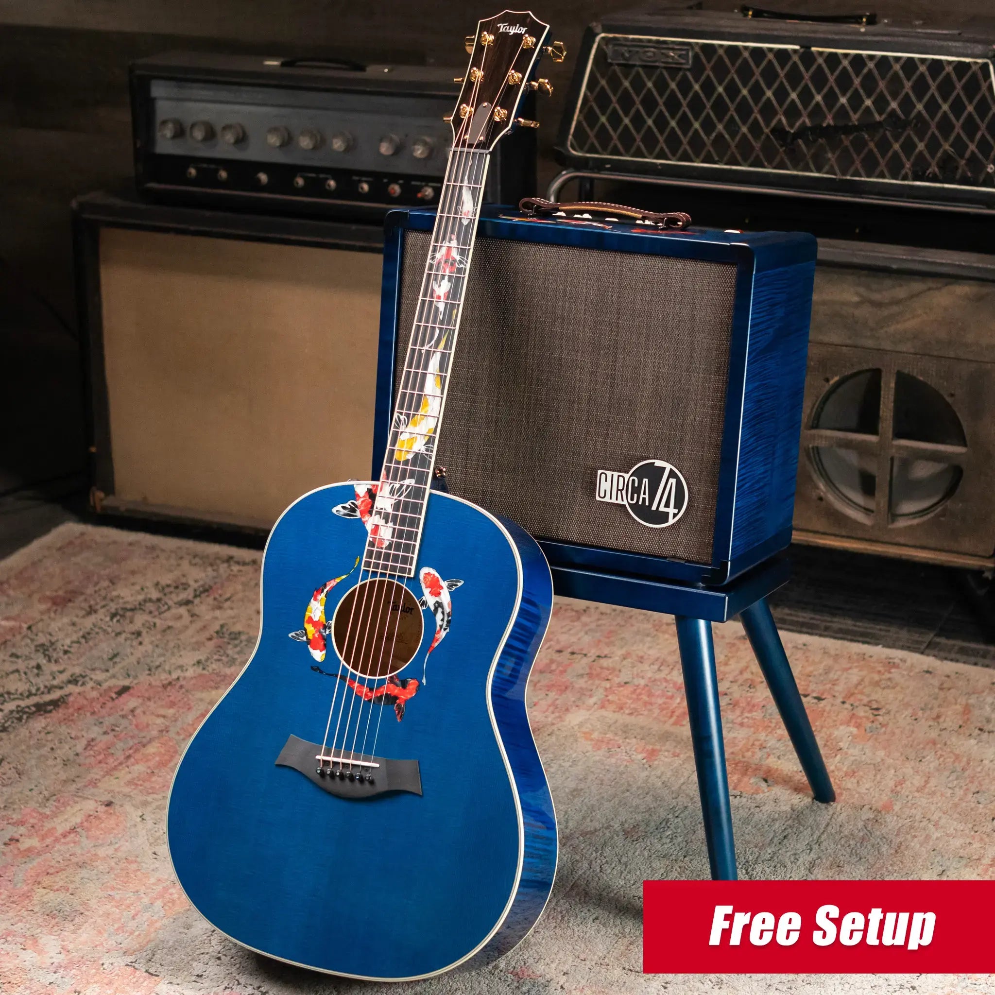 Taylor Custom Shop C17e 2025 Catch Event #41 Grand Pacific Acoustic/Electric Guitar - Living Blue Jewel with Circa 74 Amp and Hardshell Case - Floor Model