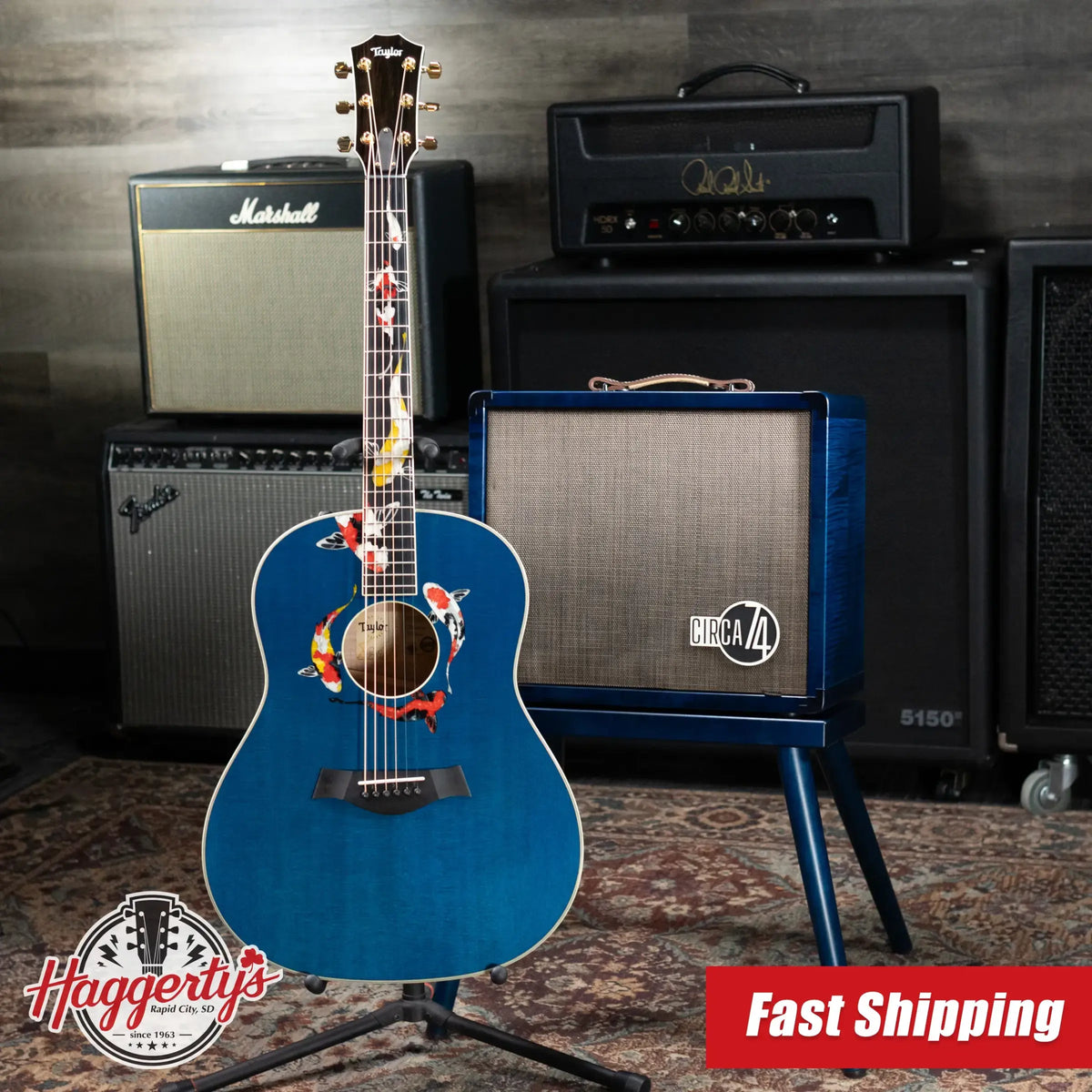 Taylor Custom Shop C17e 2025 Catch Event #41 Grand Pacific Acoustic/Electric Guitar - Living Blue Jewel with Circa 74 Amp and Hardshell Case - Floor Model