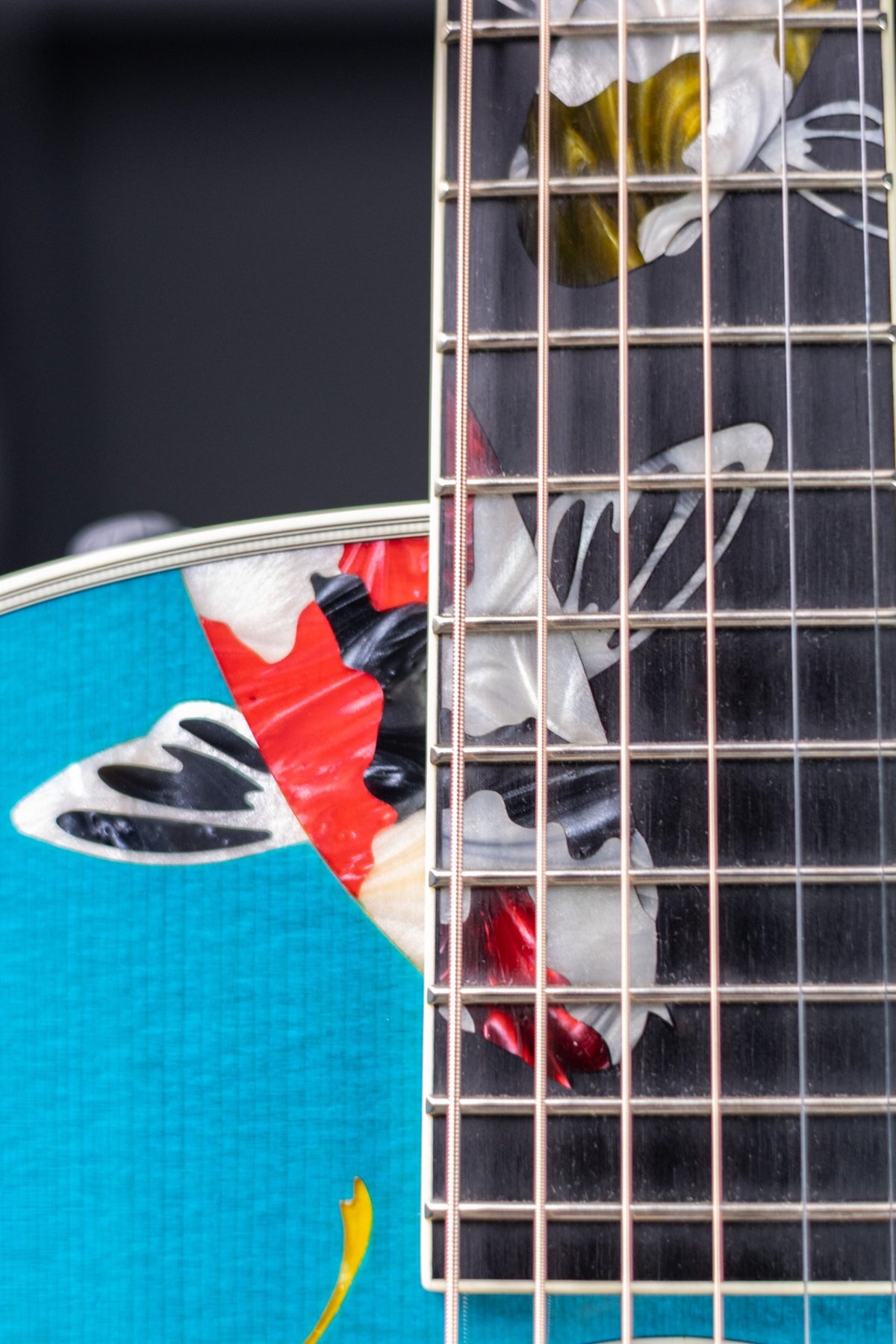 Taylor Custom Shop C17e Koi Fish Grand Pacific Acoustic/Electric Guitar - Living Blue Jewel with Hardshell Case